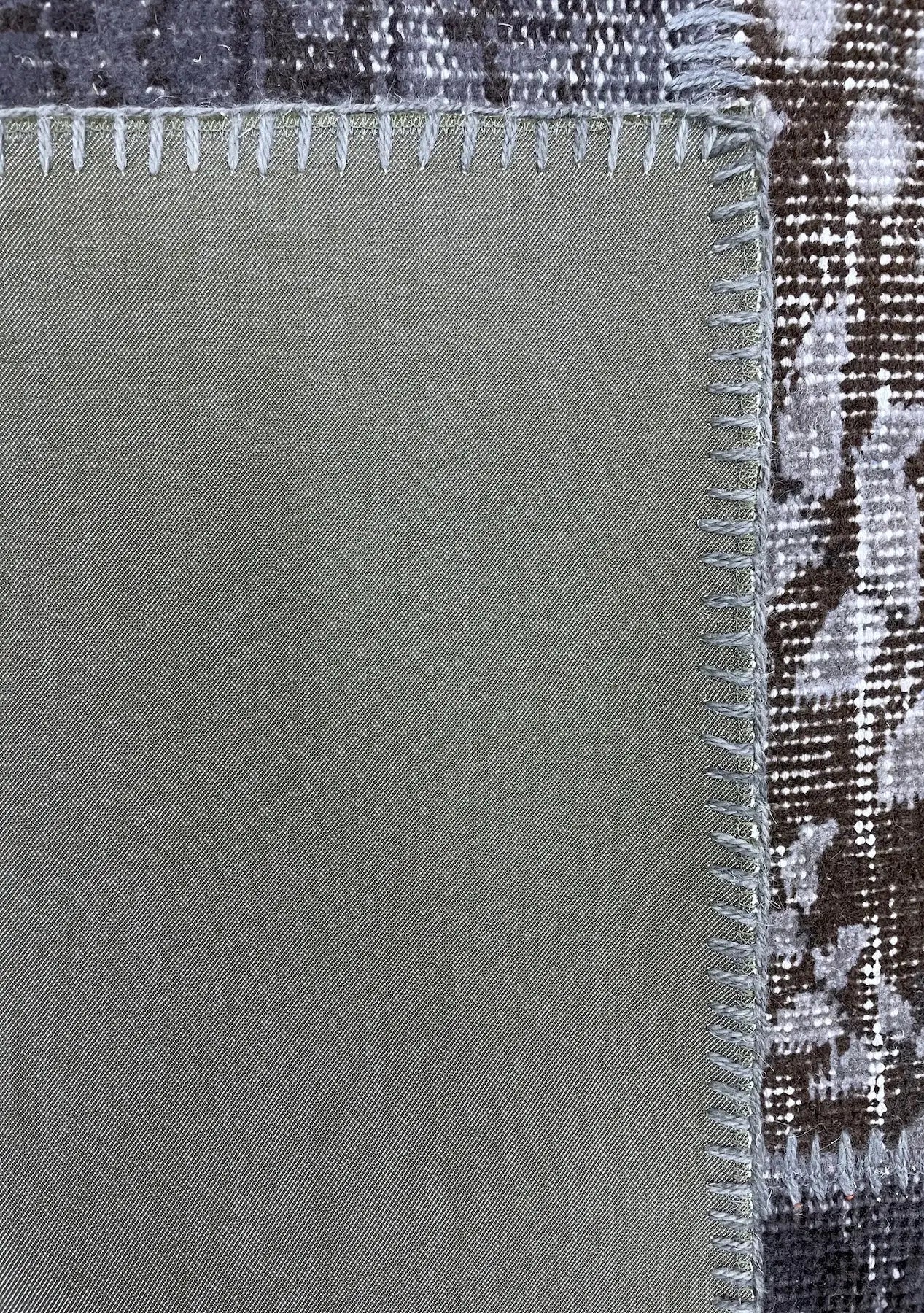 Nafuna - Vintage Gray Patchwork Rug - kudenrugs