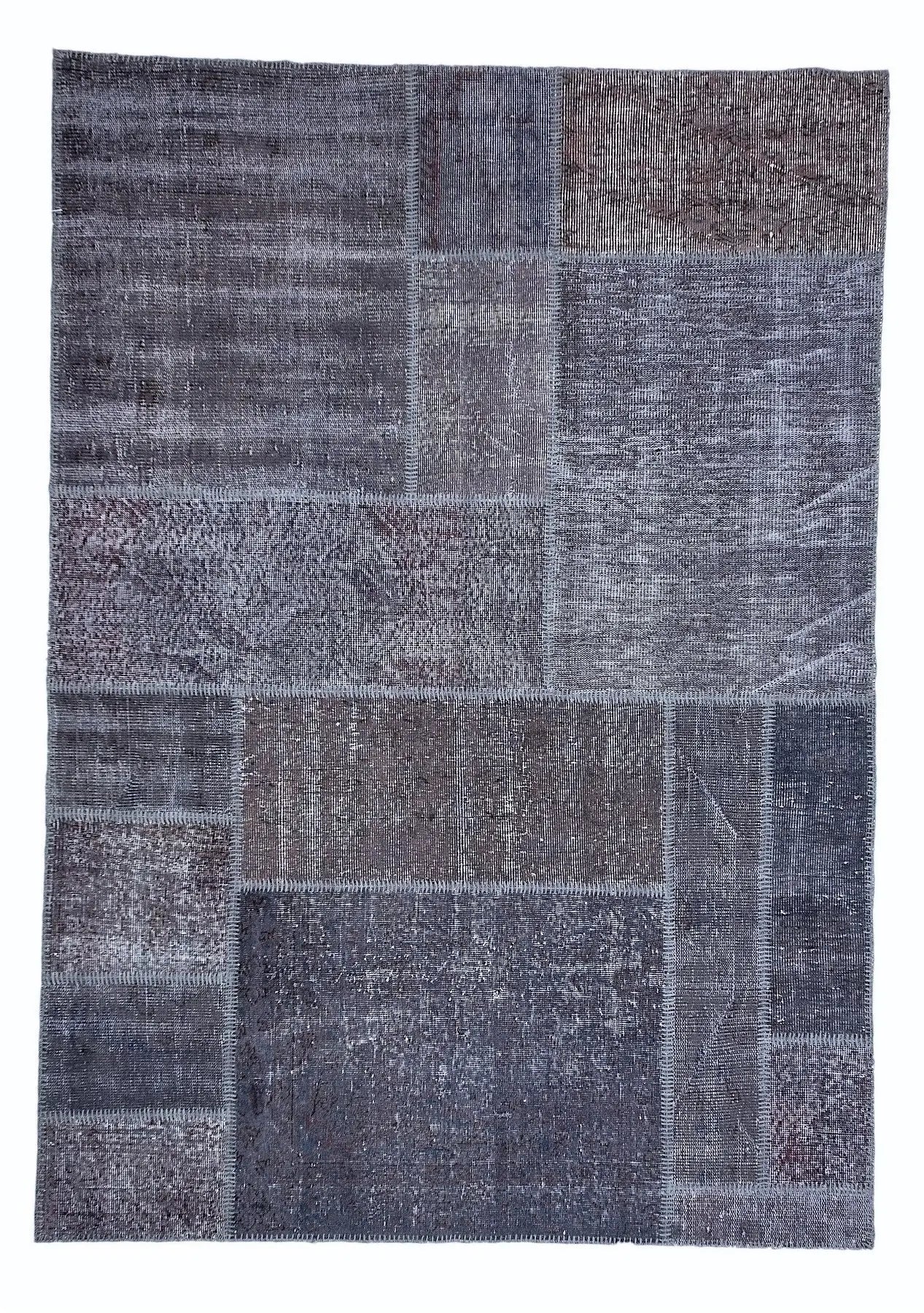 Nahid - Vintage Gray Patchwork Rug - kudenrugs