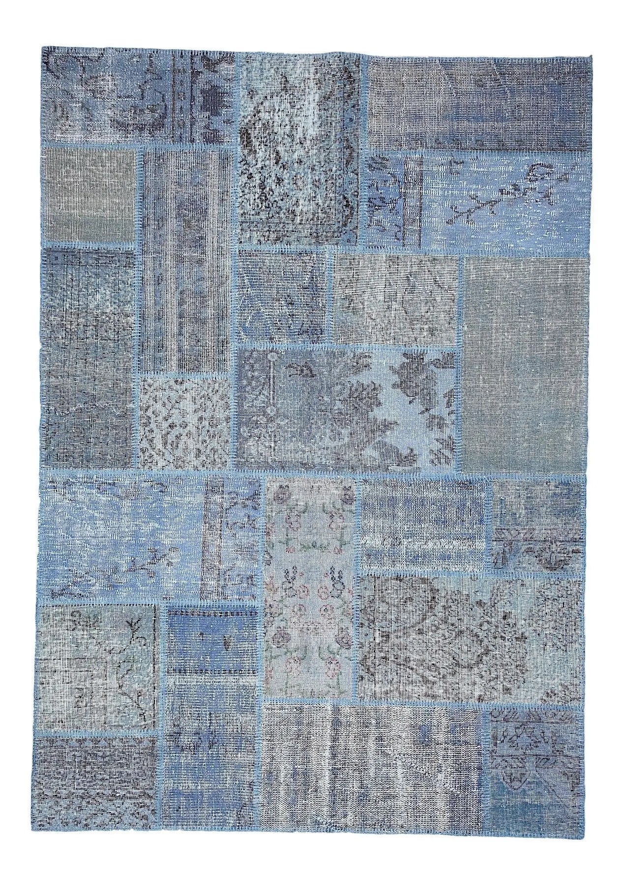 Naiad - Vintage Blue Patchwork Rug - kudenrugs