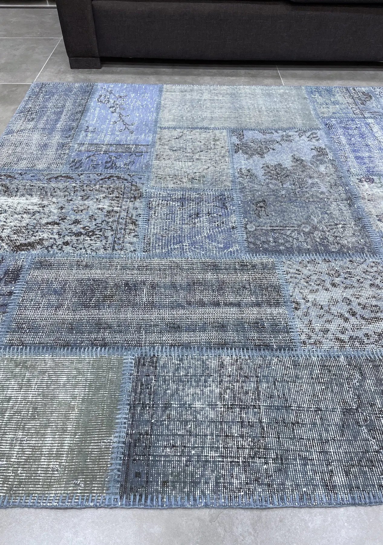 Naiad - Vintage Blue Patchwork Rug - kudenrugs