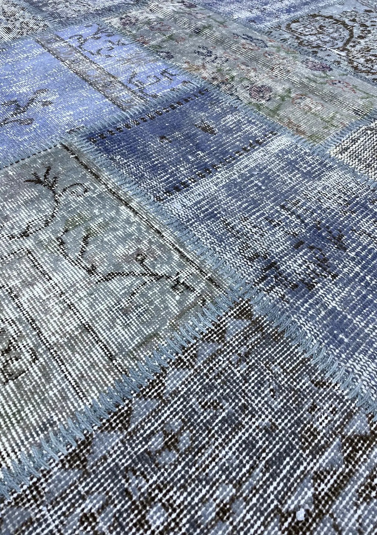 Naiad - Vintage Blue Patchwork Rug - kudenrugs