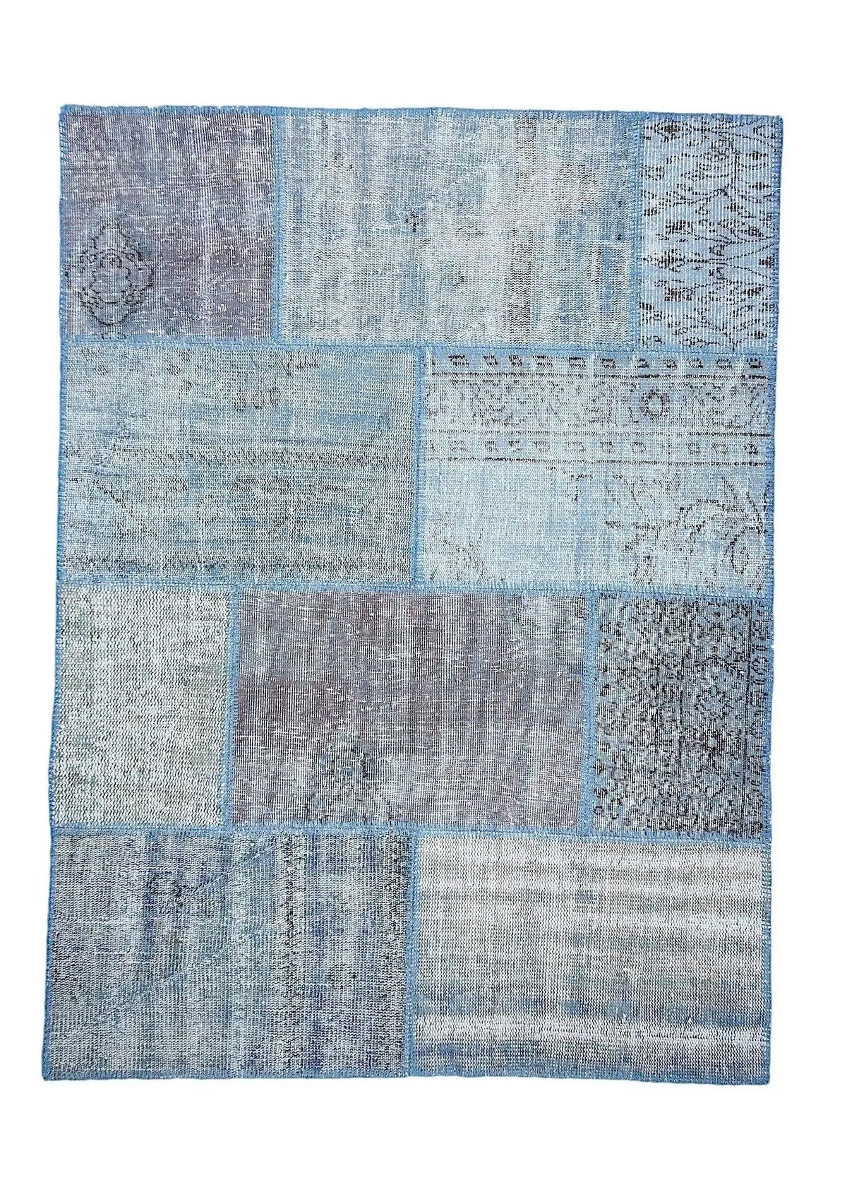 Naja - Vintage Blue Patchwork Rug - kudenrugs