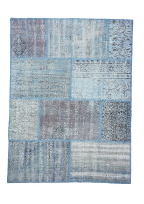 Naja - Vintage Blue Patchwork Rug - kudenrugs