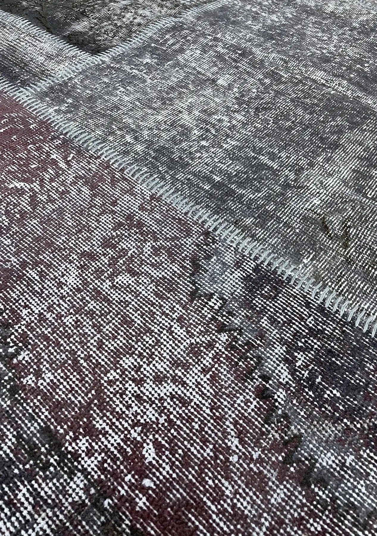 Nalah - Vintage Gray Patchwork Rug - kudenrugs