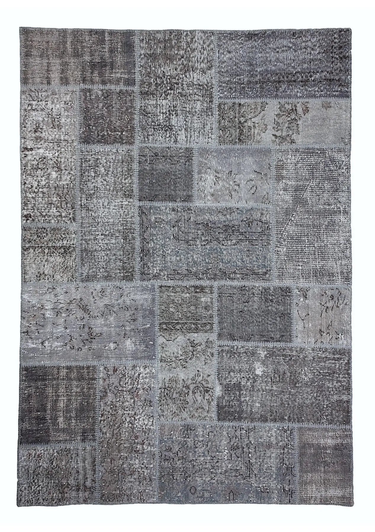 Nalany - Vintage Gray Patchwork Rug - kudenrugs