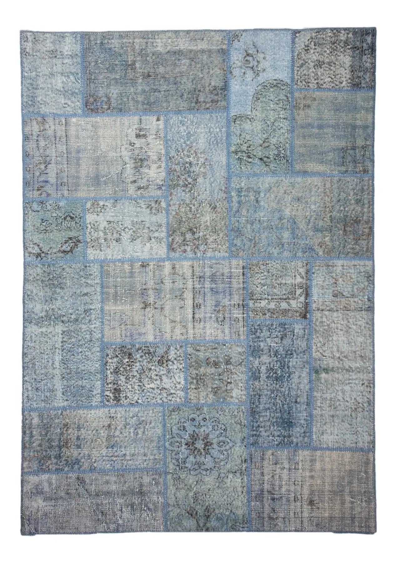 Nalini - Vintage Blue Patchwork Rug - kudenrugs