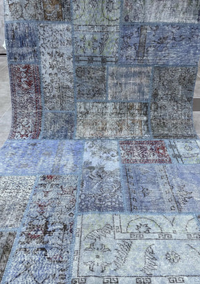 Nan - Vintage Blue Patchwork Rug - kudenrugs