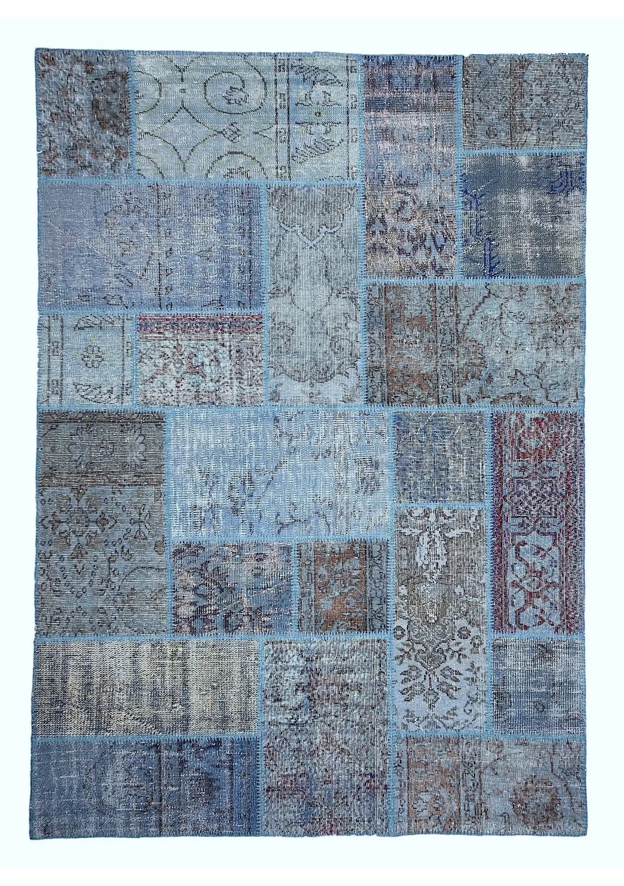 Nanako - Vintage Blue Patchwork Rug - kudenrugs