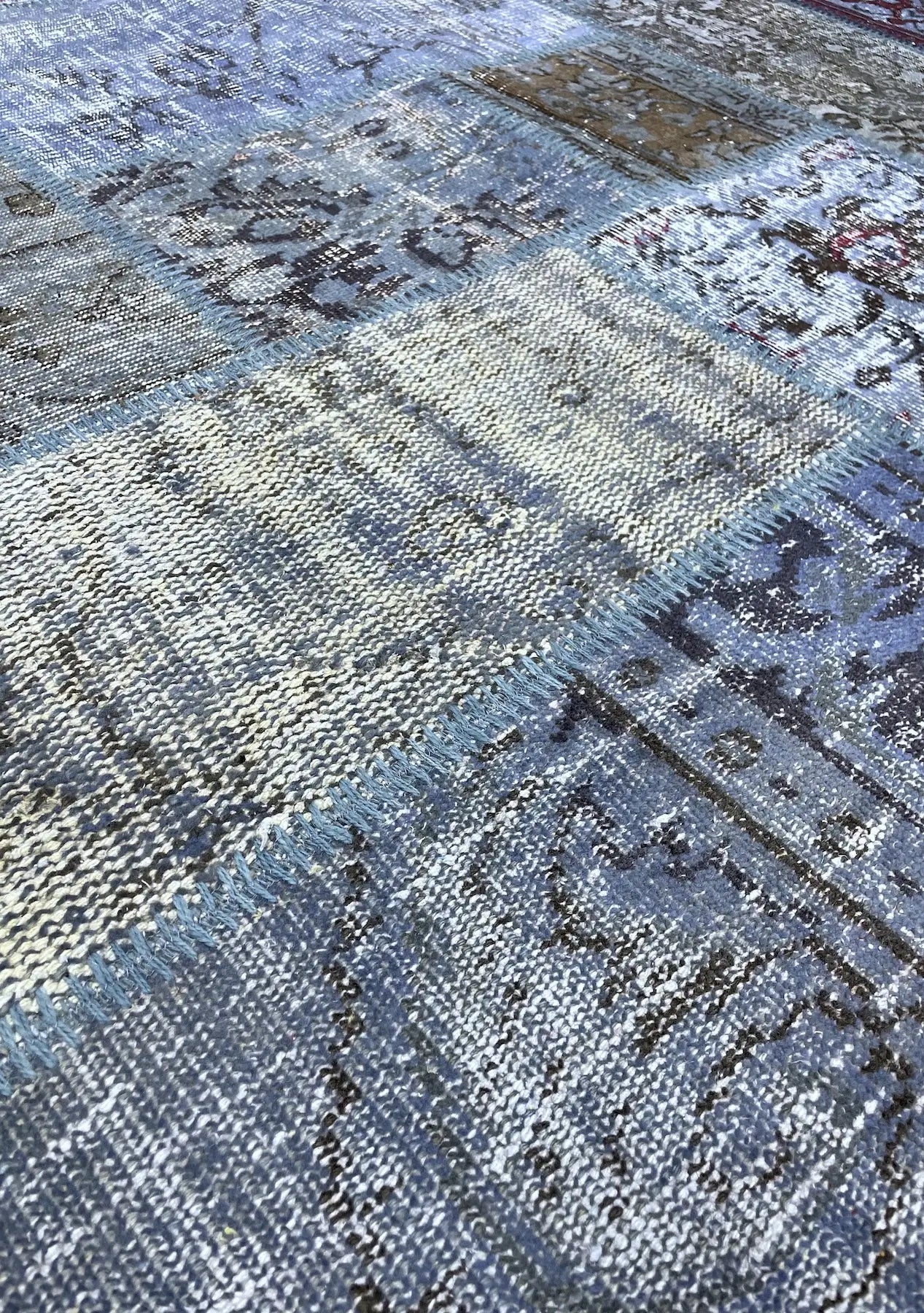 Nanako - Vintage Blue Patchwork Rug - kudenrugs