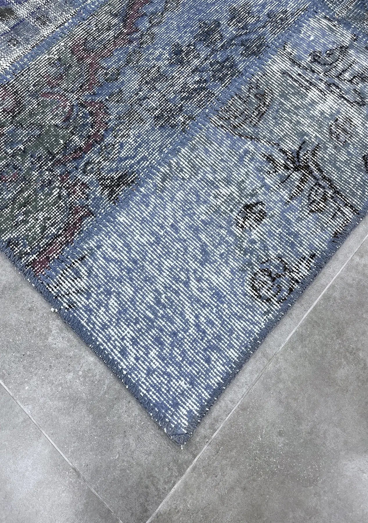 Nanda - Vintage Blue Patchwork Rug - kudenrugs