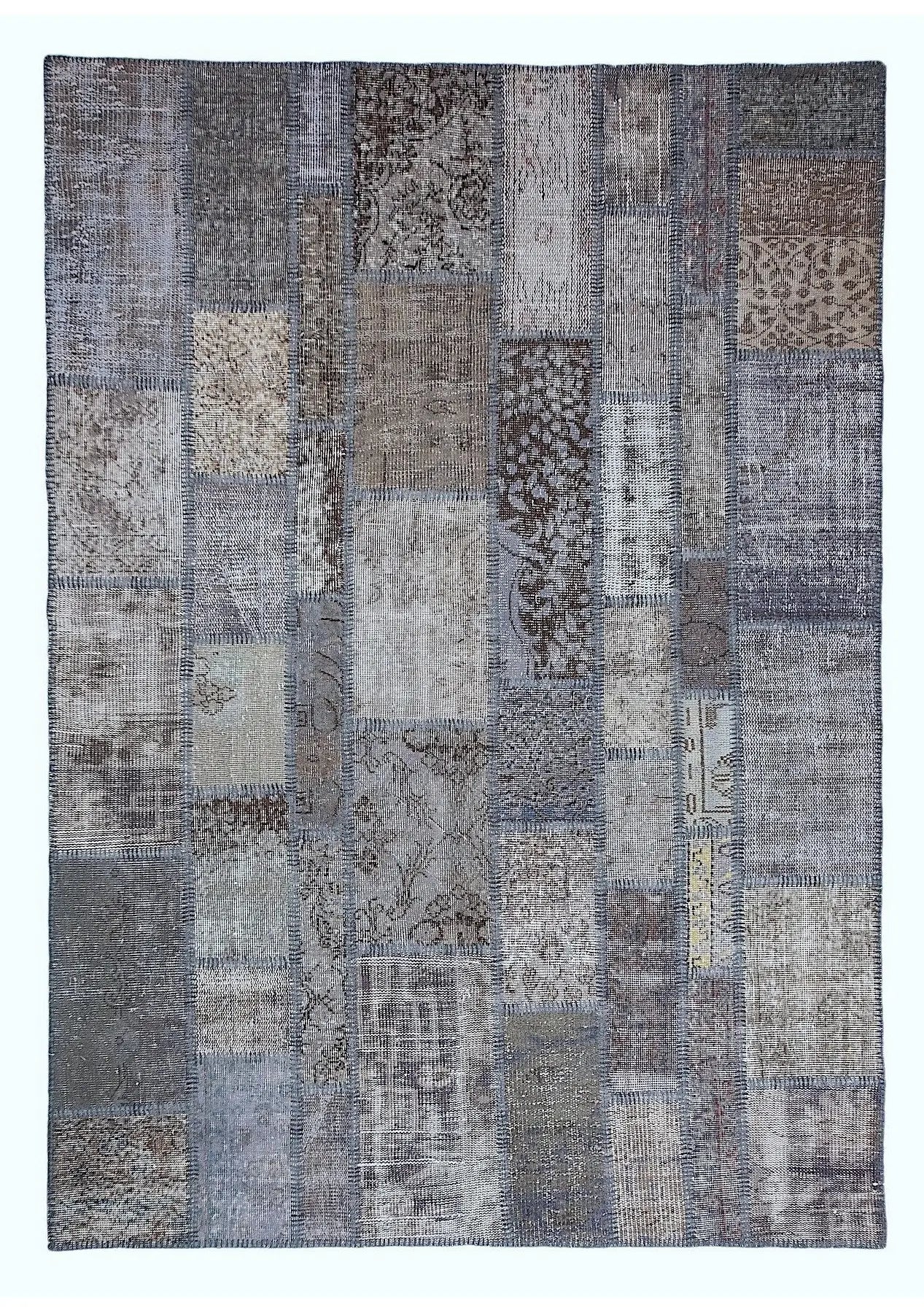 Narelle - Vintage Gray Patchwork Rug - kudenrugs