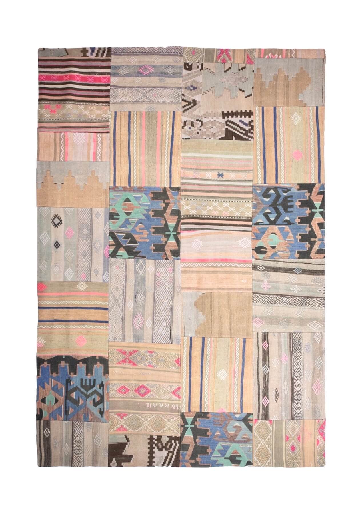 6' x 8' Vintage Turkish Patchwork Rug - Natalia | Kuden Rugs