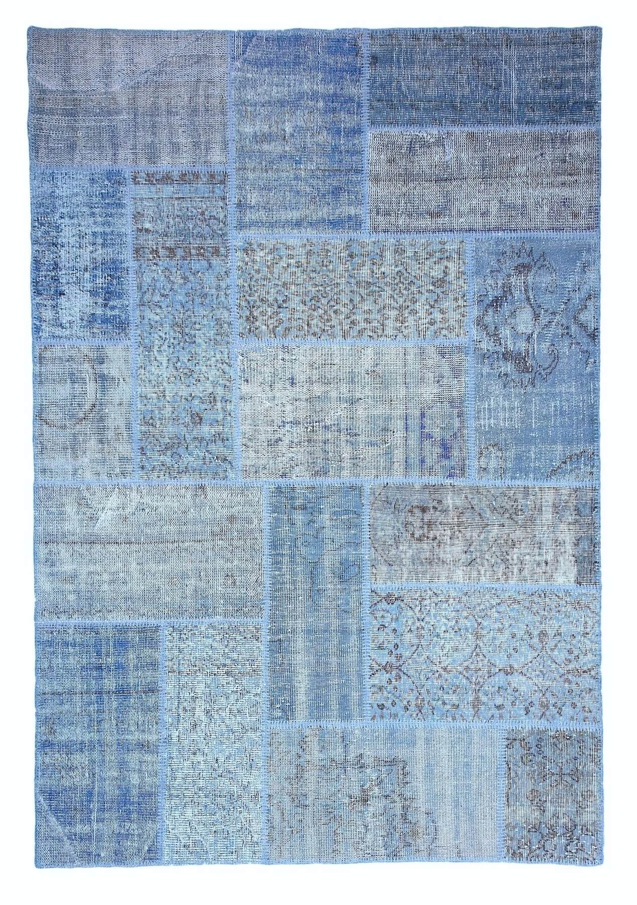 Nataly - Vintage Blue Patchwork Rug - kudenrugs