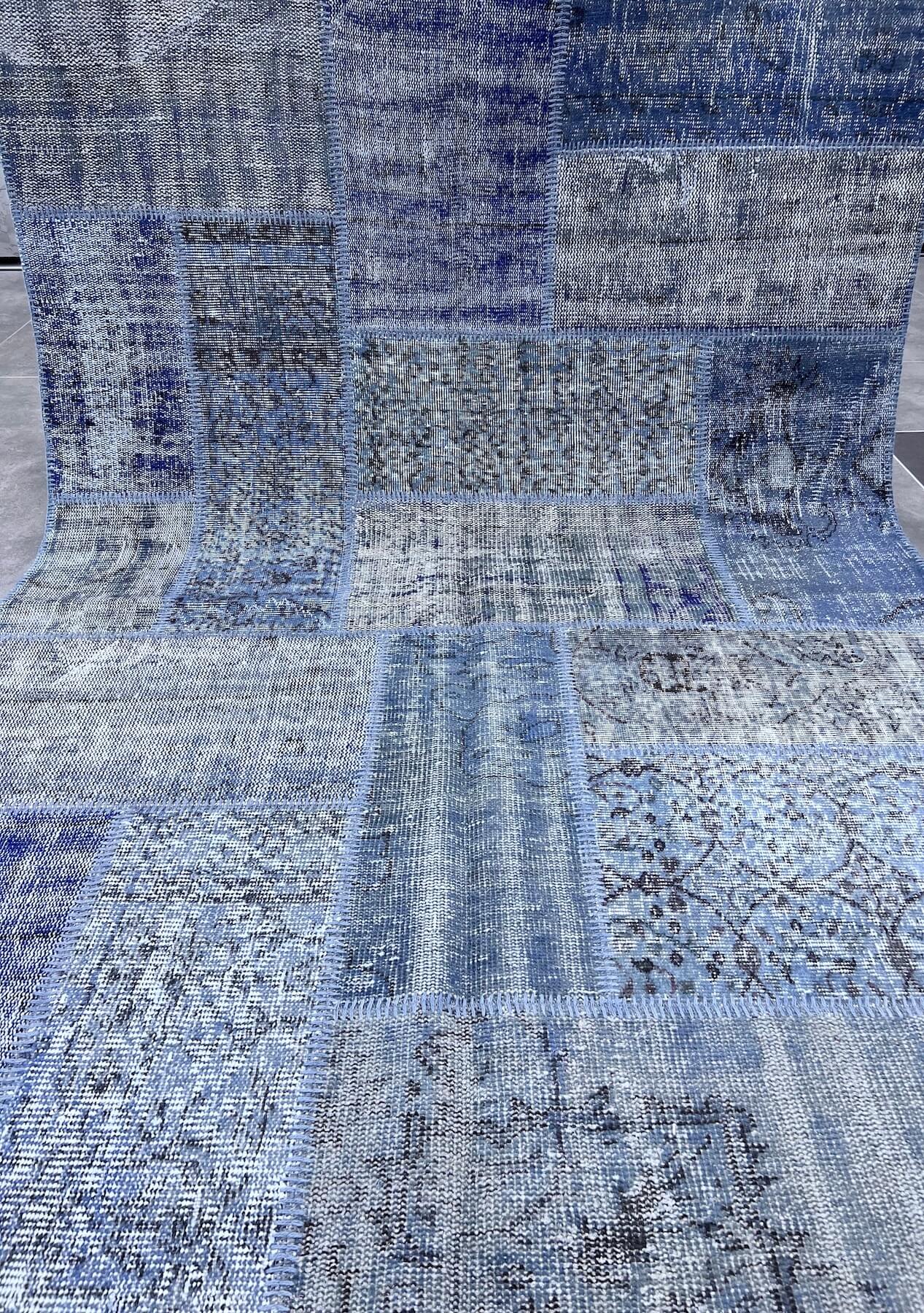 Nataly - Vintage Blue Patchwork Rug - kudenrugs