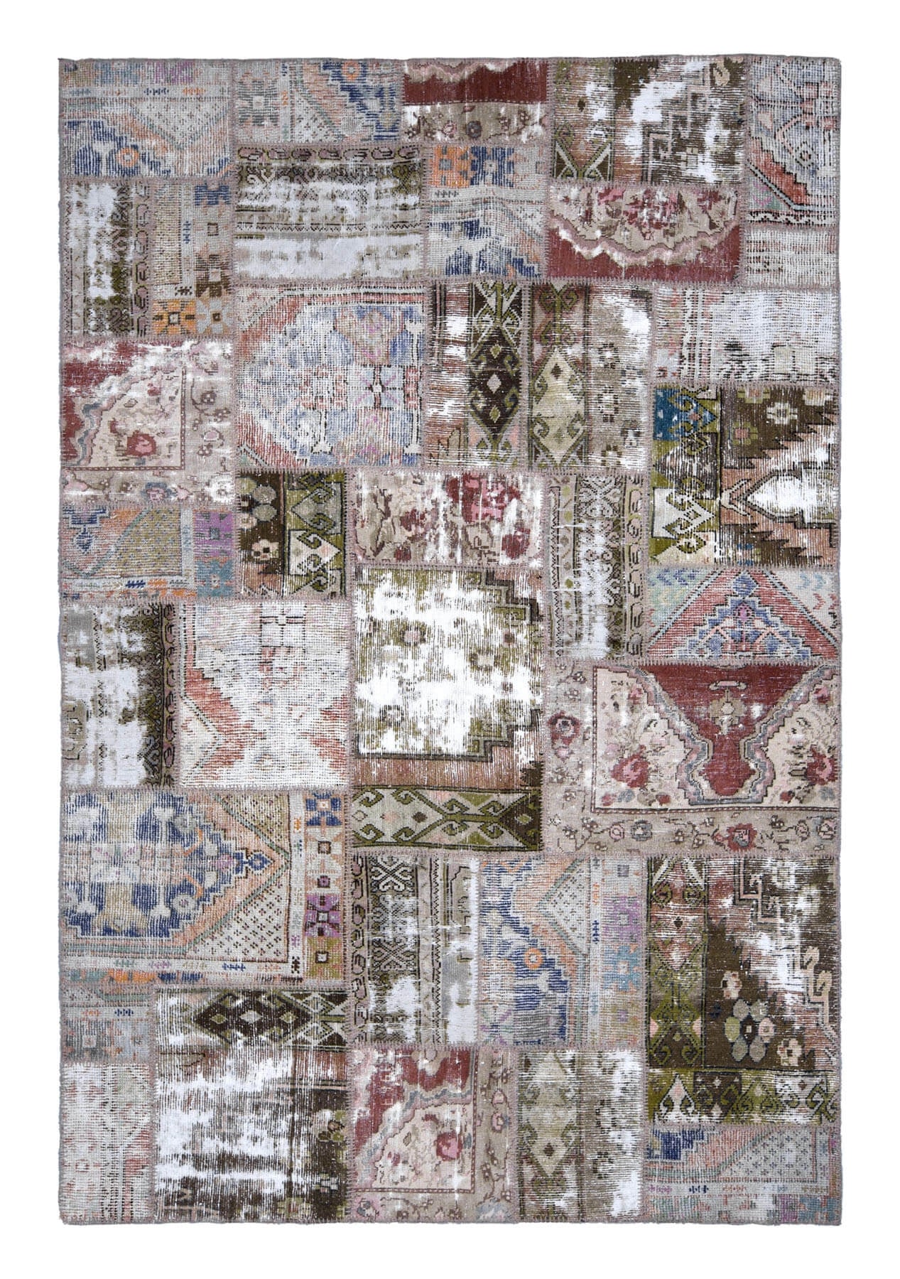 Nateshia - Vintage Turkish Patchwork Rug - kudenrugs