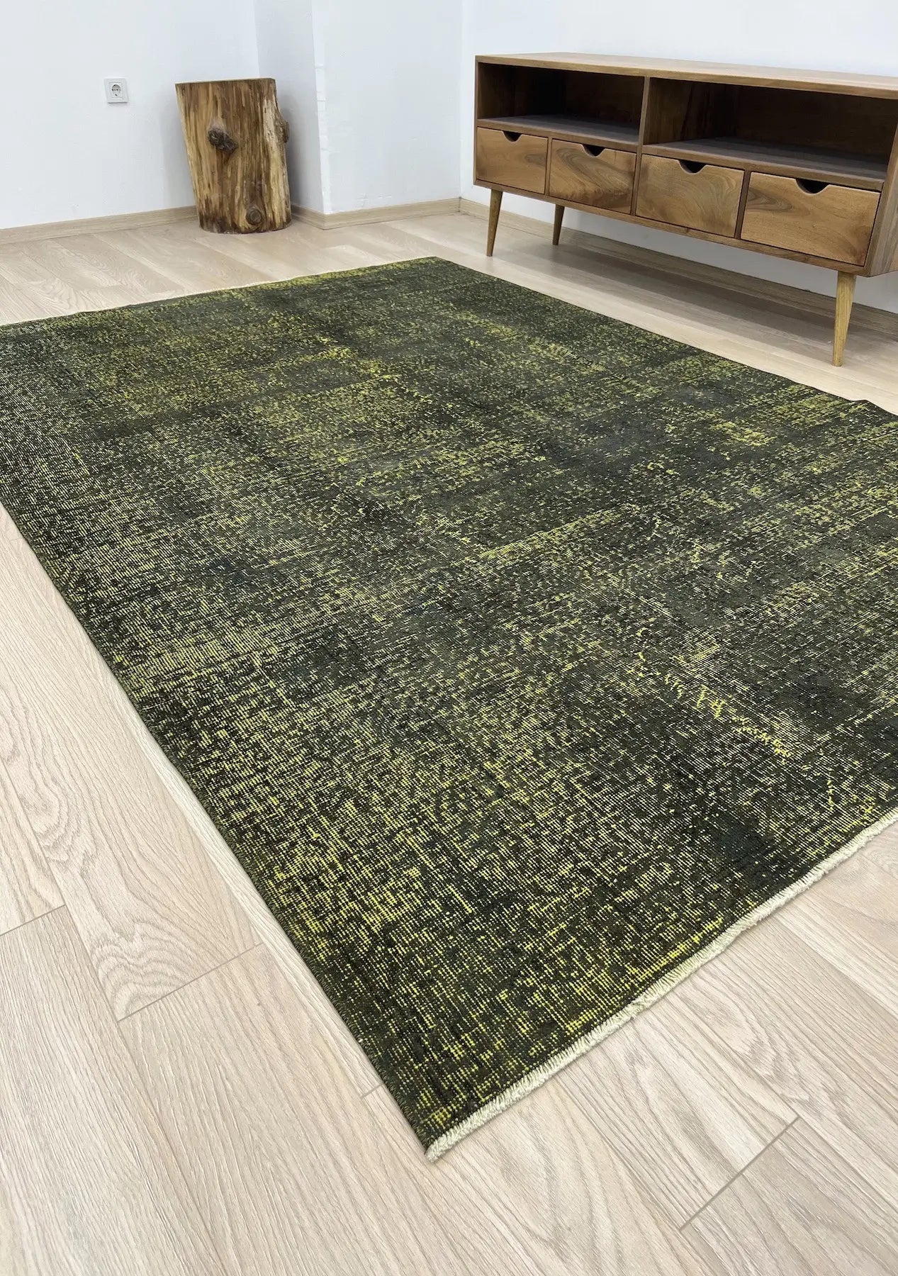 Navy - Vintage Yellow Overdyed Rug - kudenrugs