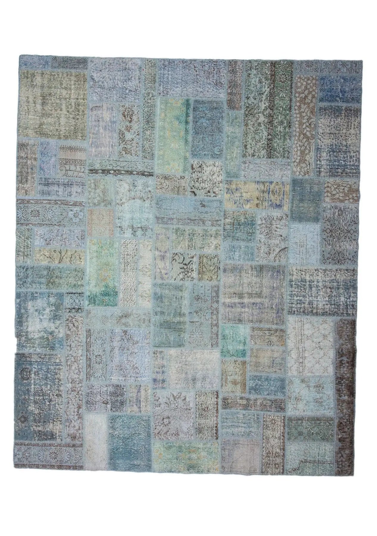 8' x 10' Vintage Patchwork Rug, Blue - Nella | Kuden Rugs