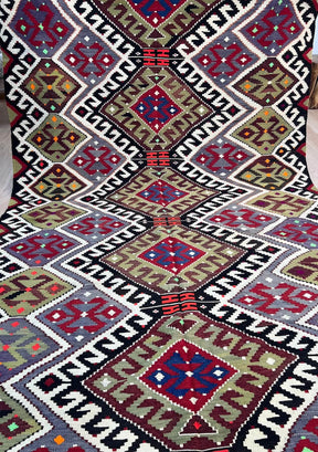 Nola - Multi Color Turkish Kilim Rug - kudenrugs