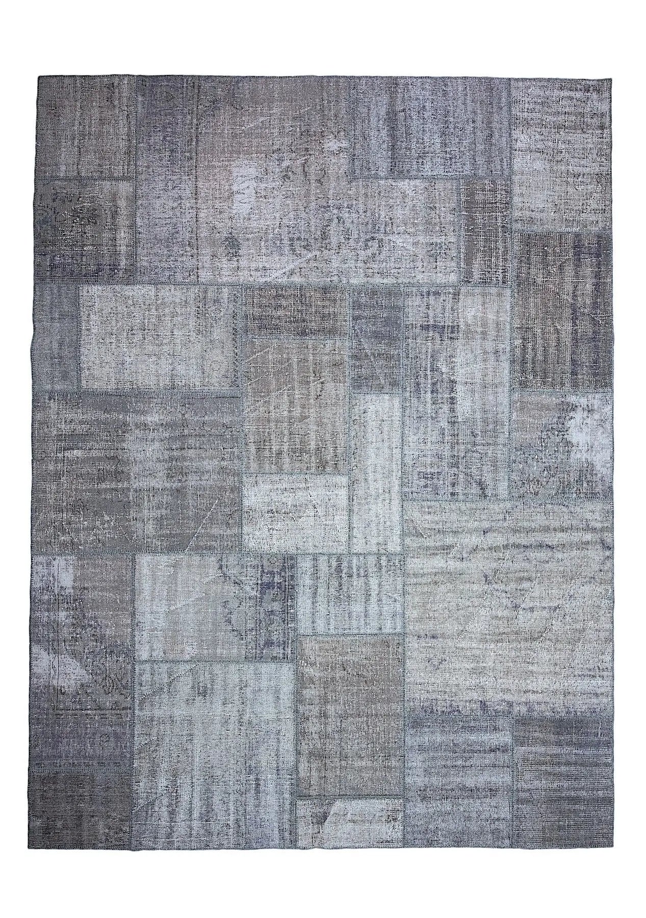 9' x 12' Vintage Patchwork Rug, Gray - Ofilia | Kuden Rugs