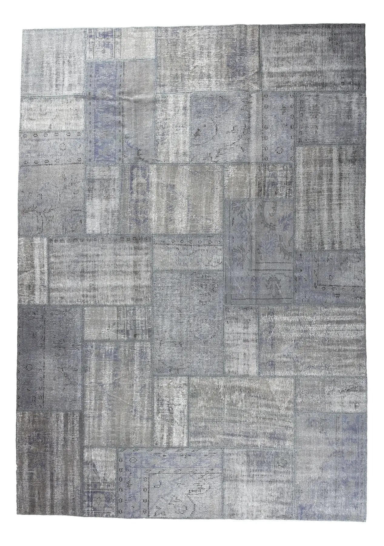 Okal - Vintage Gray Patchwork Rug - kudenrugs