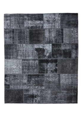 Gaelle - Vintage Black Patchwork Rug - kudenrugs