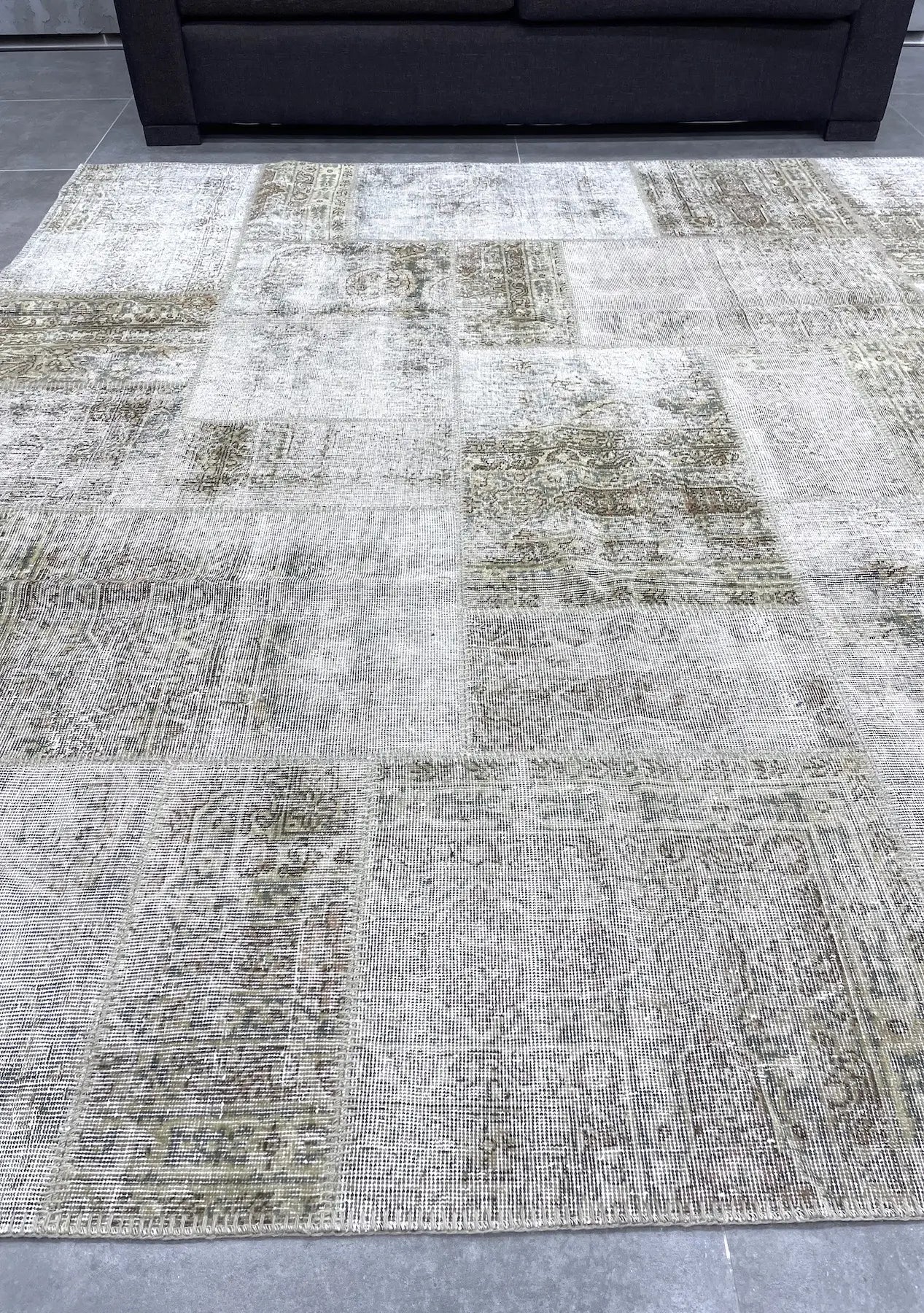 Orabel - Vintage Beige Patchwork Rug - kudenrugs
