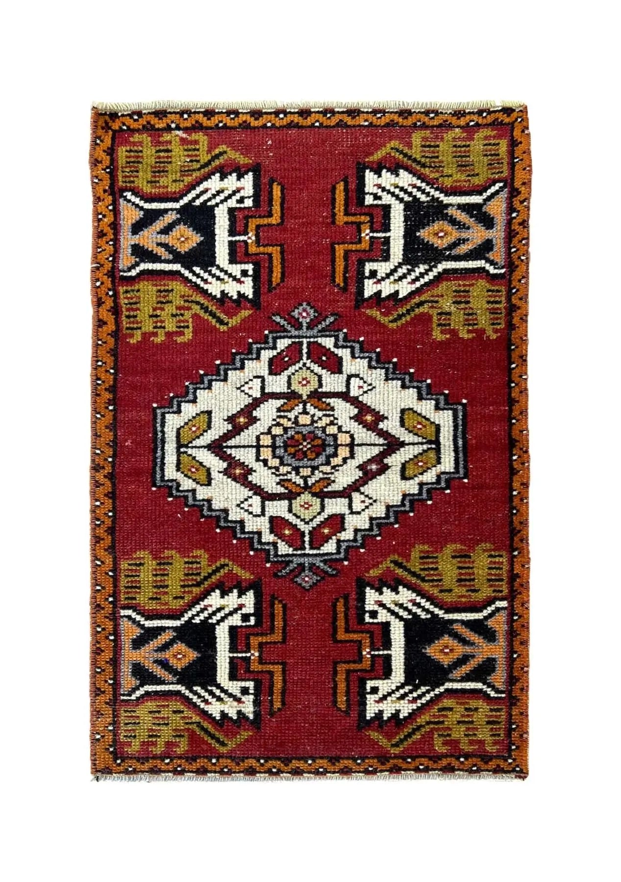 Paget - Vintage Mini Red Area Rug - kudenrugs