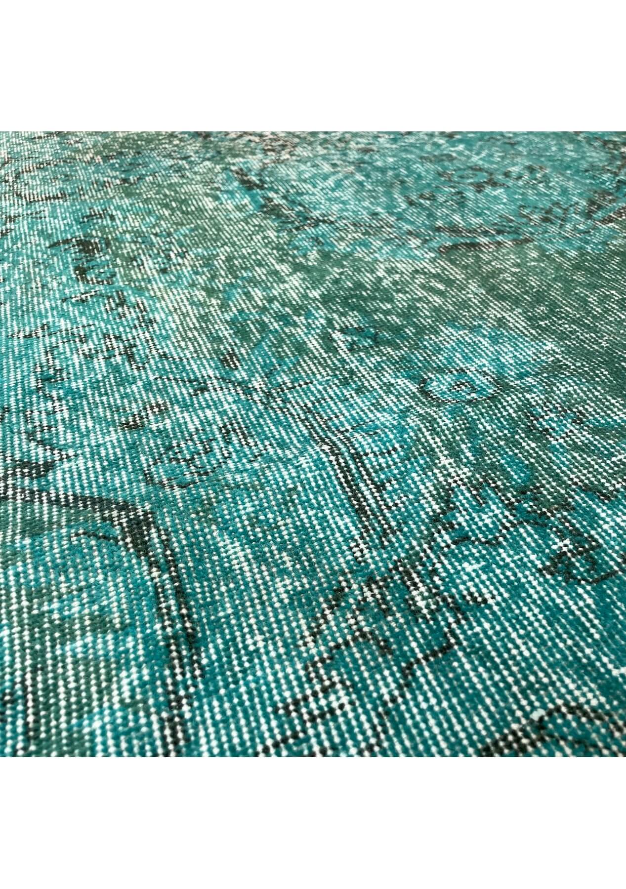 Paige - Vintage Turquoise Overdyed Rug - kudenrugs