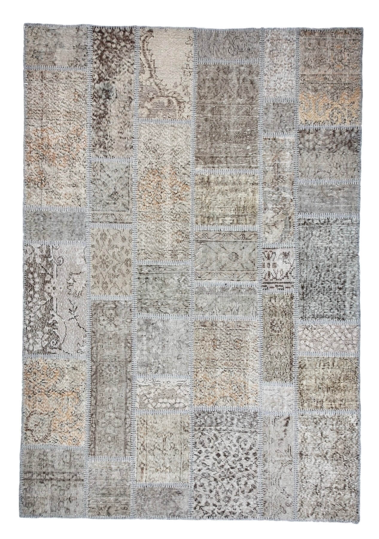 Penelope - Vintage Gray Patchwork Rug - kudenrugs