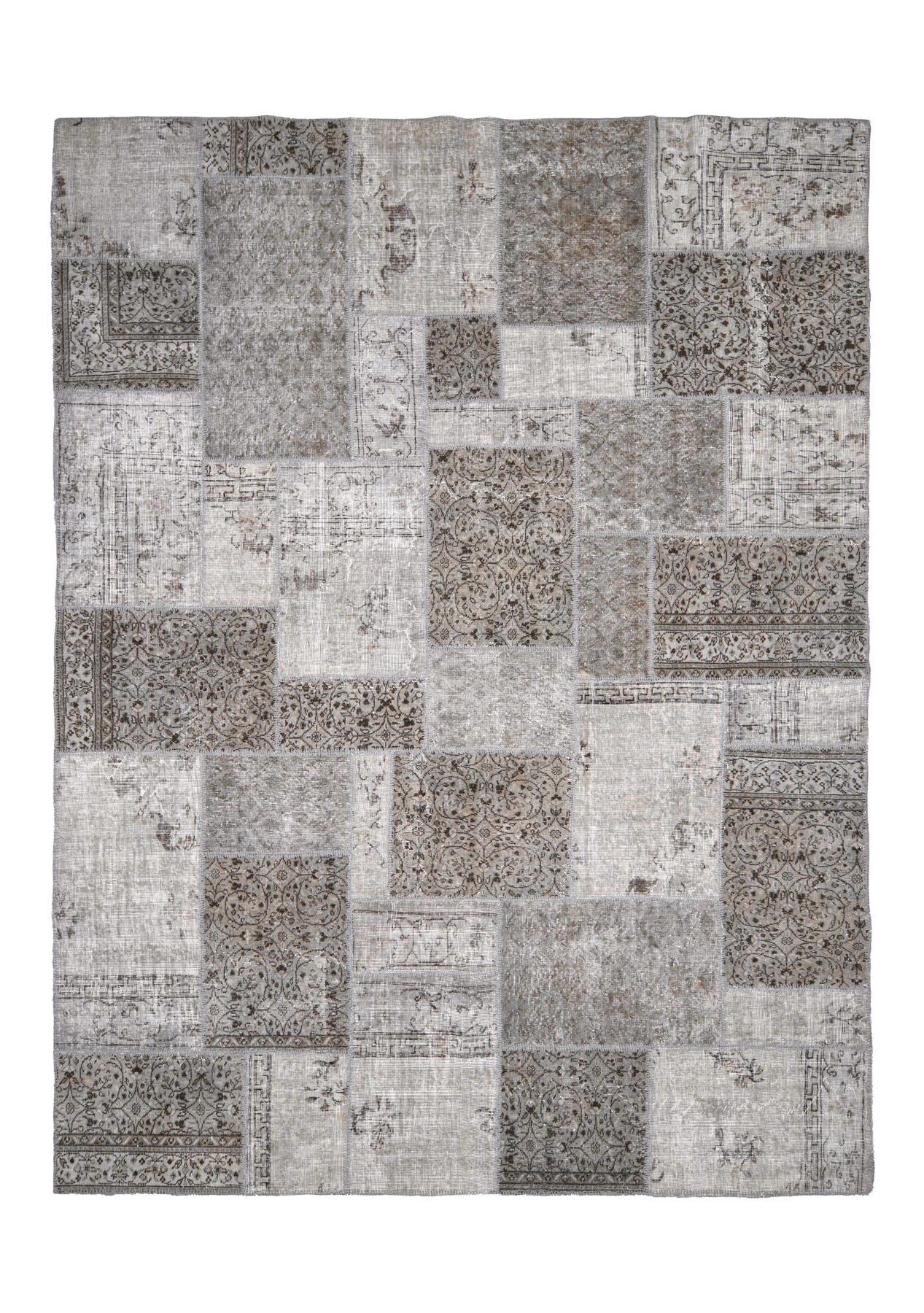 Qiara - Vintage Brown Patchwork Rug - kudenrugs