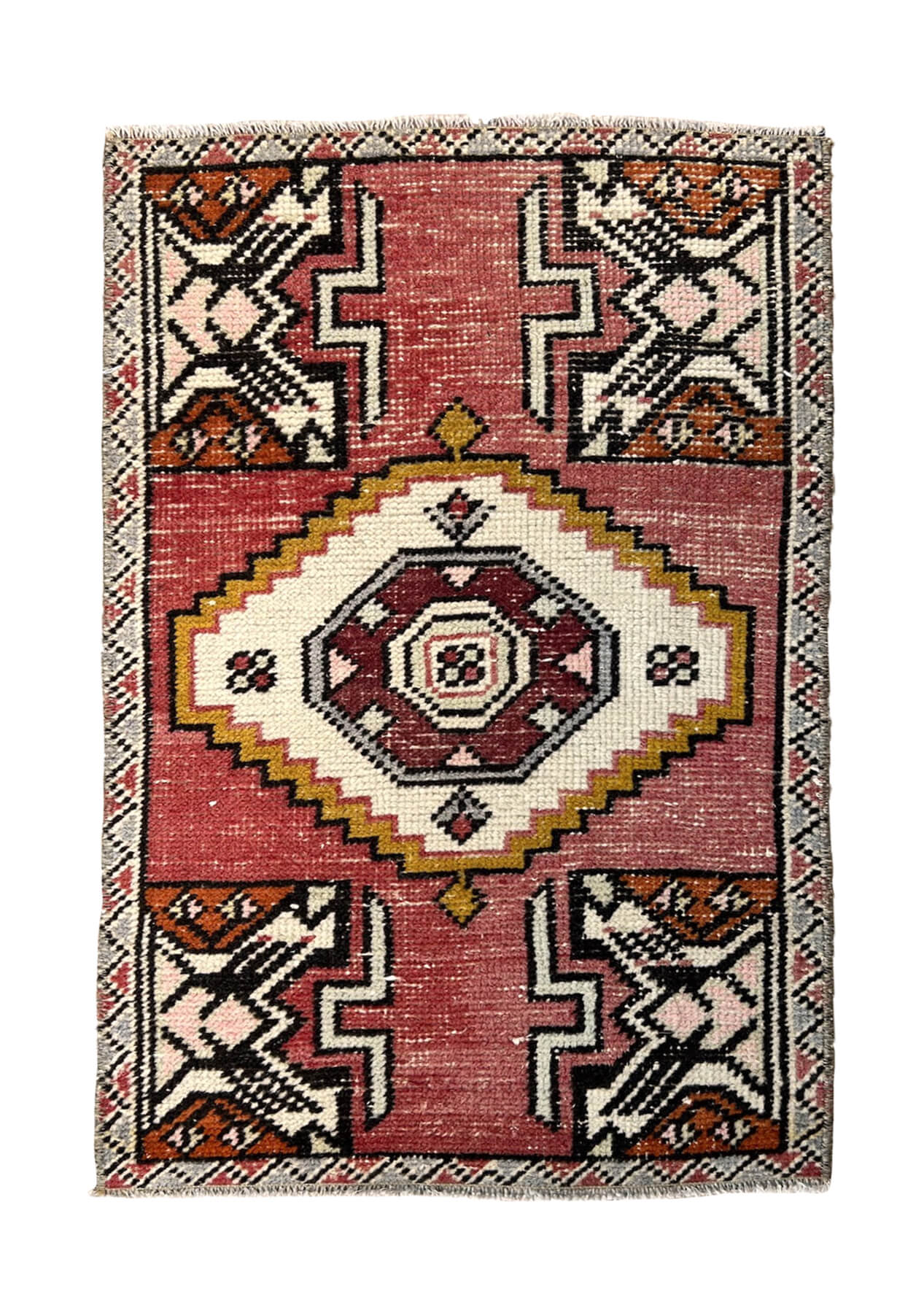 2' x 3' Vintage Turkish Doormat, Pink - Reagan | Kuden Rugs