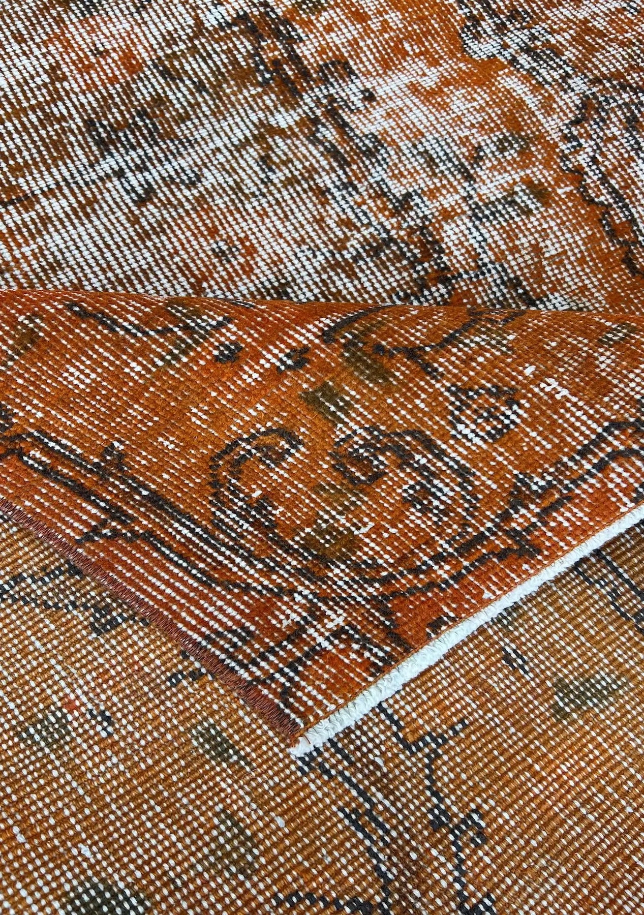 Renata - Vintage Orange Overdyed Rug - kudenrugs