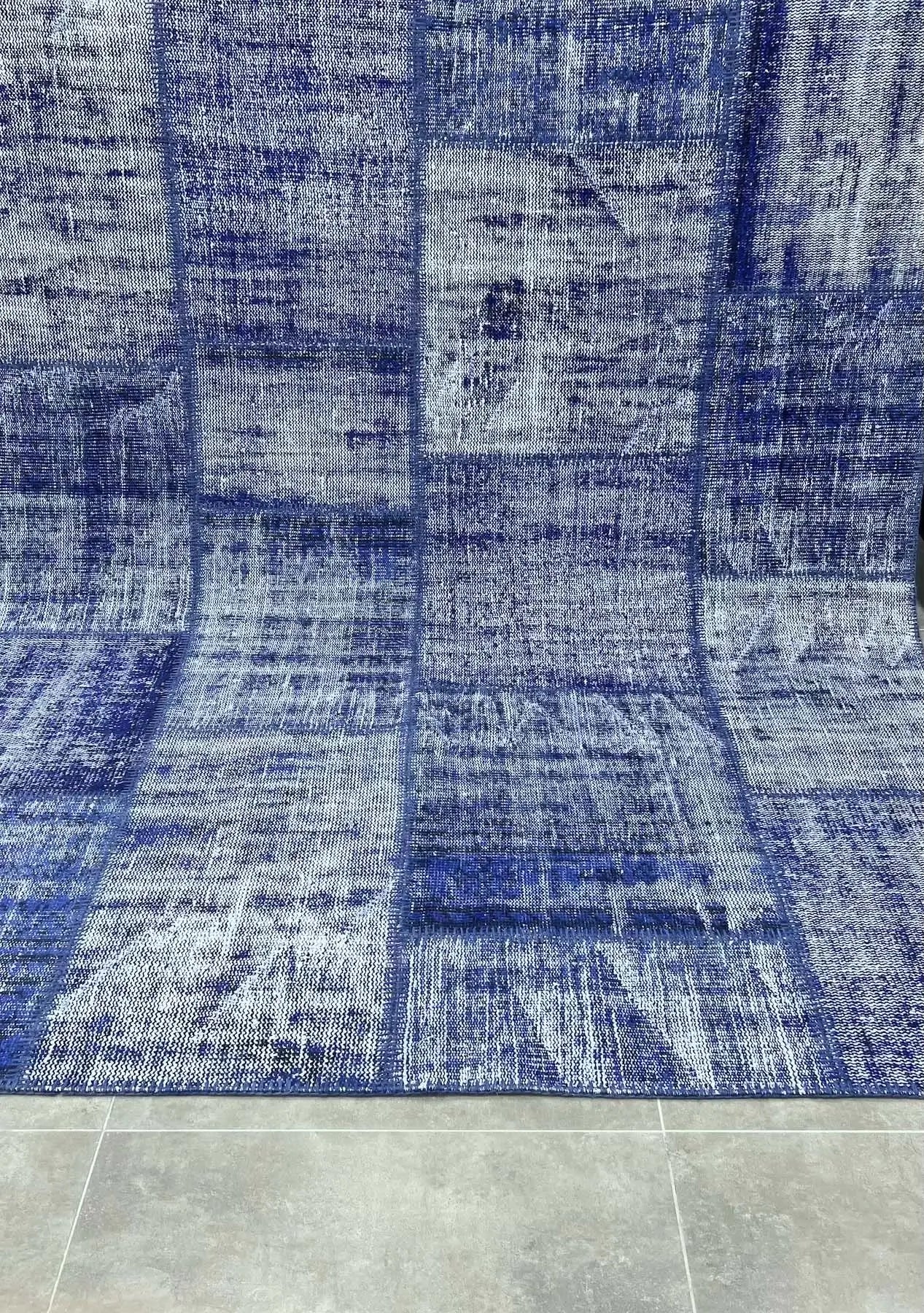 Rocio - Vintage Navy Blue Patchwork Rug - kudenrugs