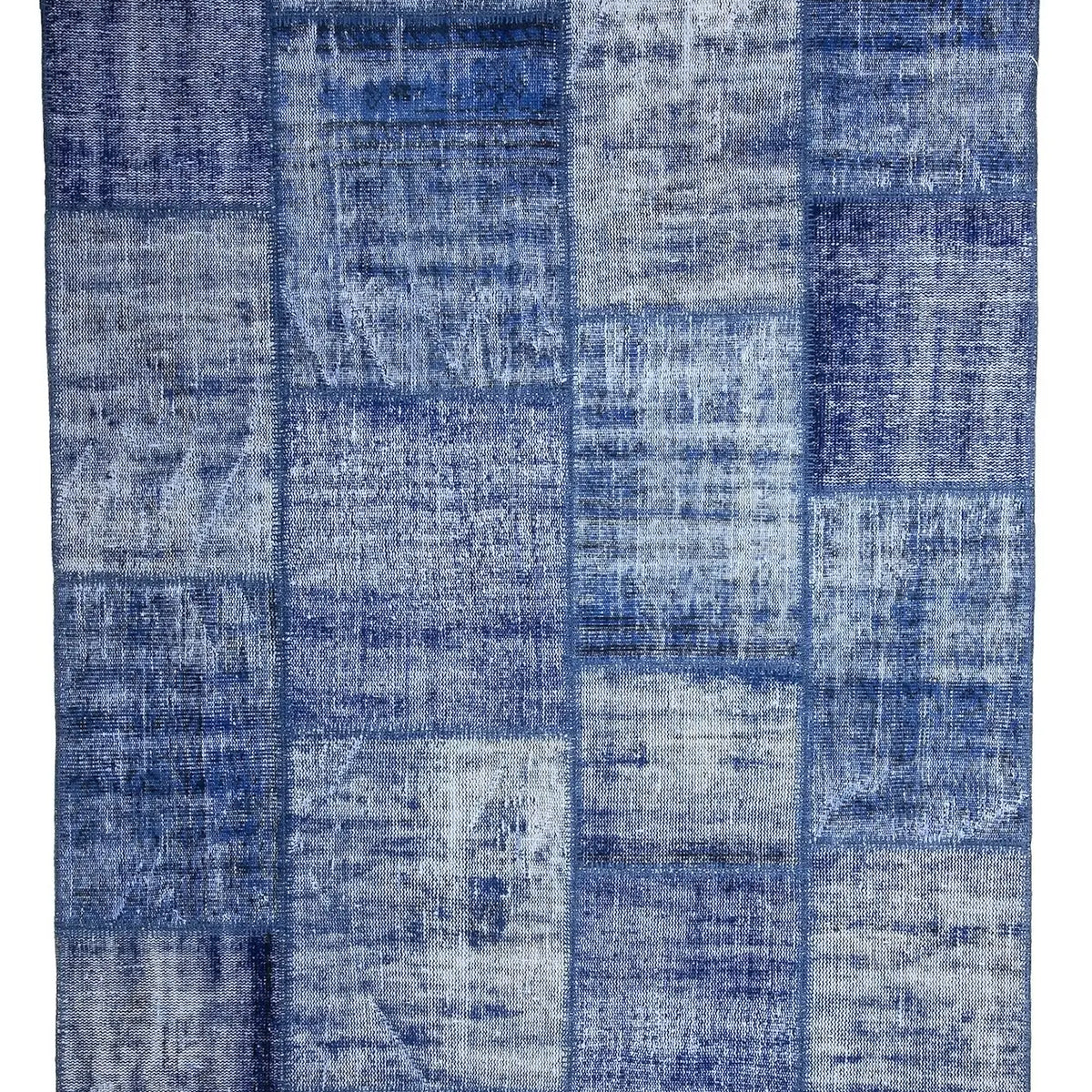 Patcha Contemporary Patchwork Turkish Blue & Navy Blue Rug – Fame