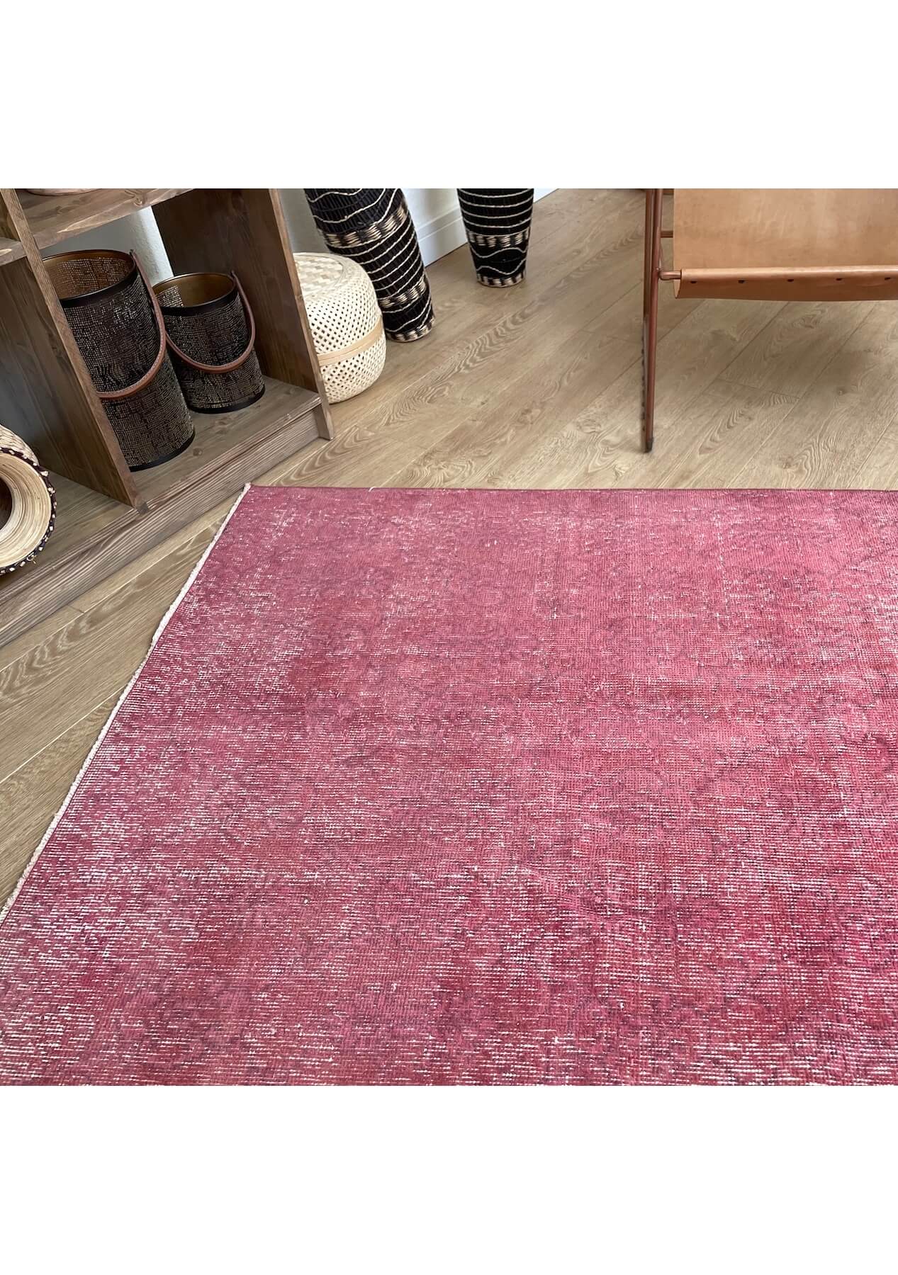 Ruby - Vintage Pink Overdyed Rug - kudenrugs