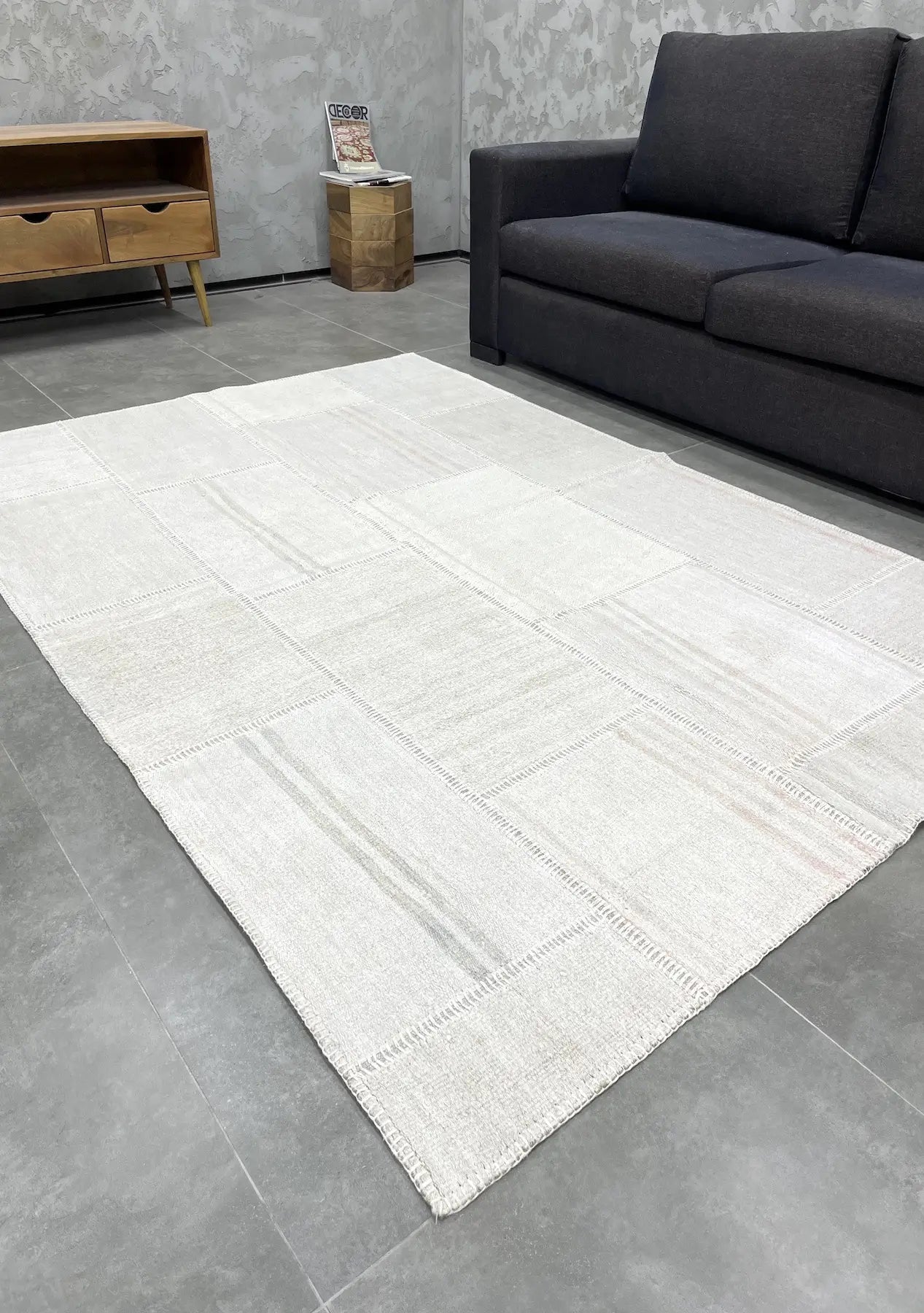 Sachy - Vintage Beige Patchwork Rug - kudenrugs