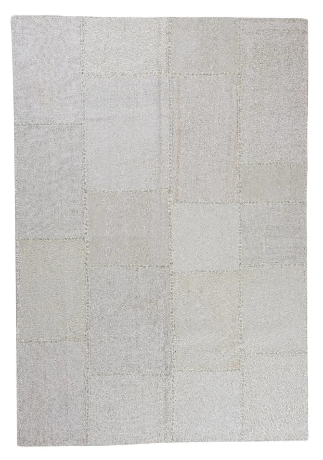 Sada - Vintage White Patchwork Rug - kudenrugs