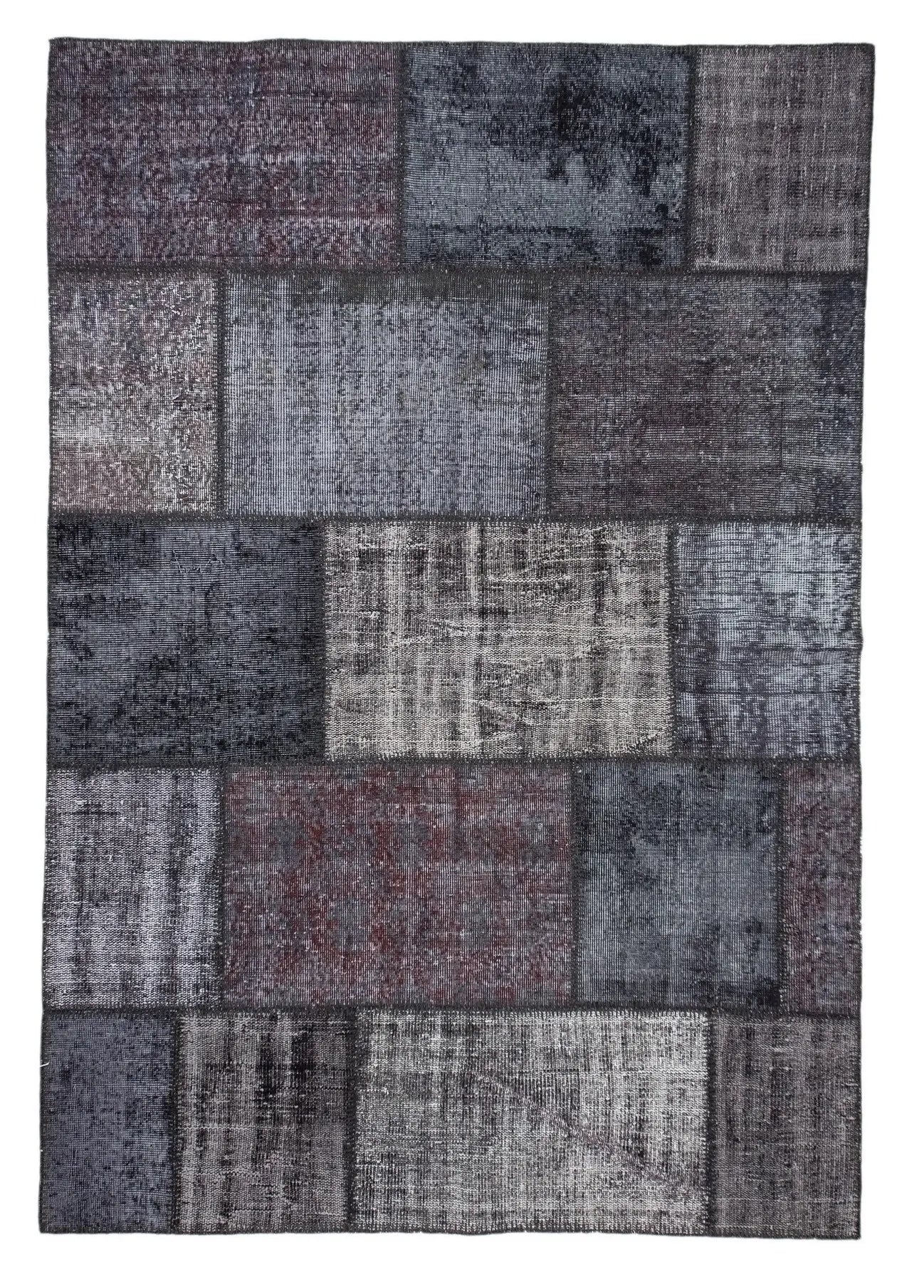 Sadye - Vintage Black Patchwork Rug - kudenrugs