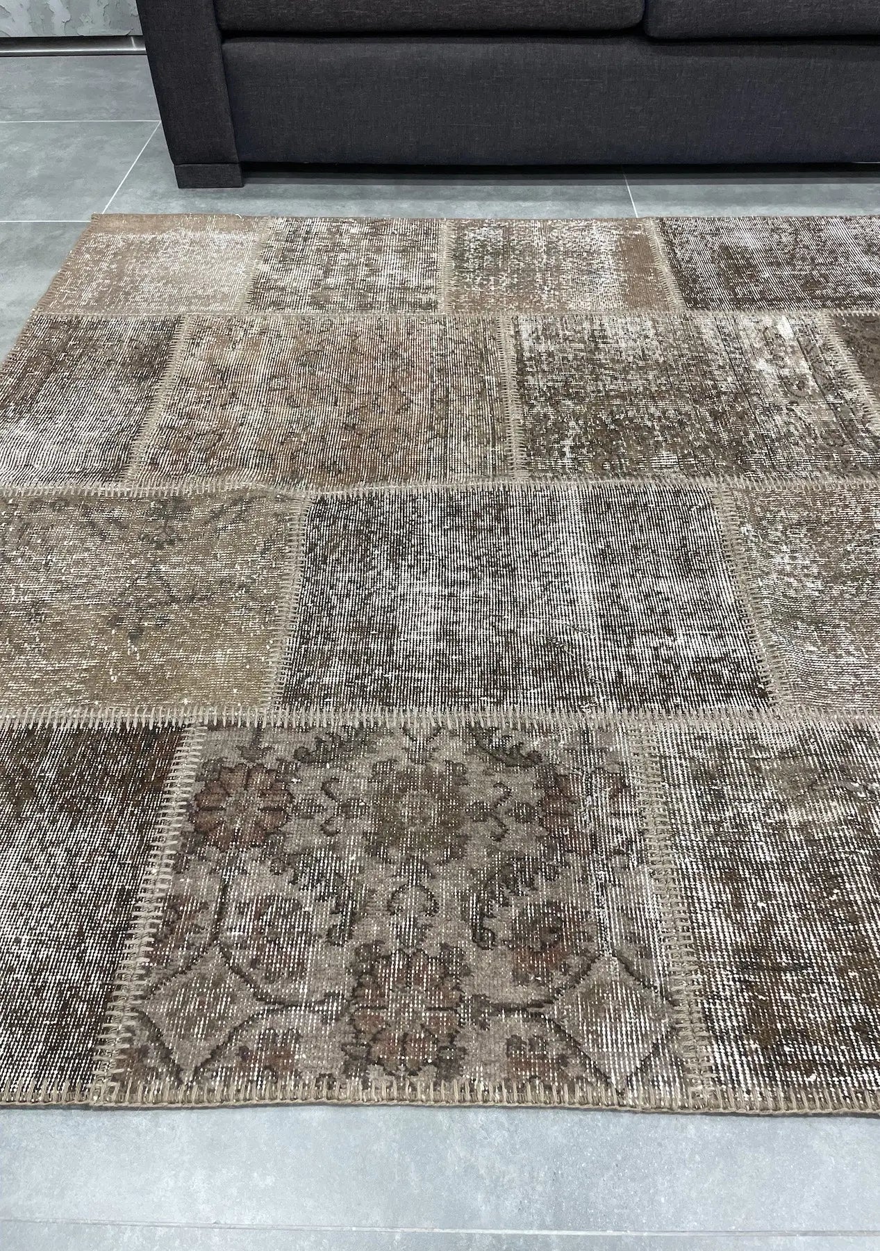 Safa - Vintage Brown Patchwork Rug - kudenrugs