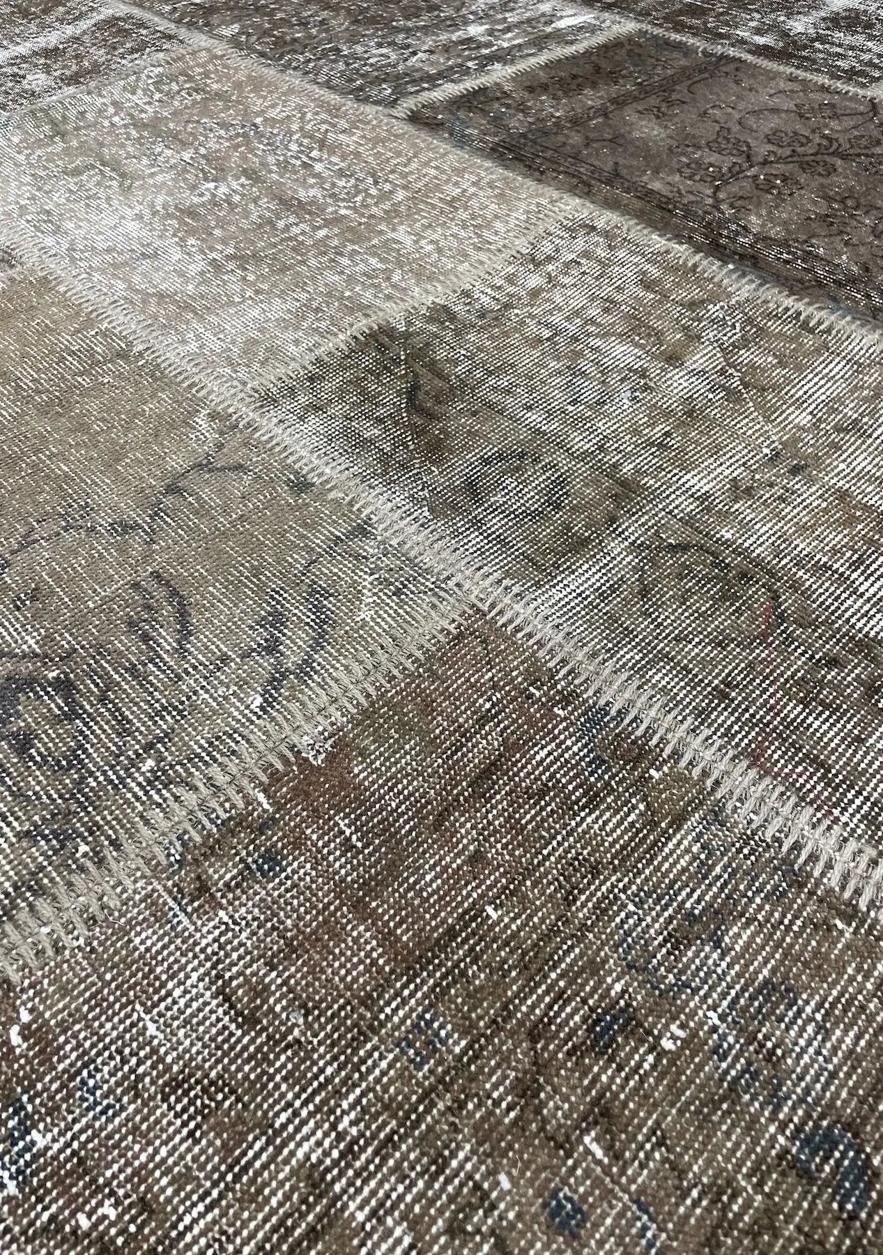 Safa - Vintage Brown Patchwork Rug - kudenrugs