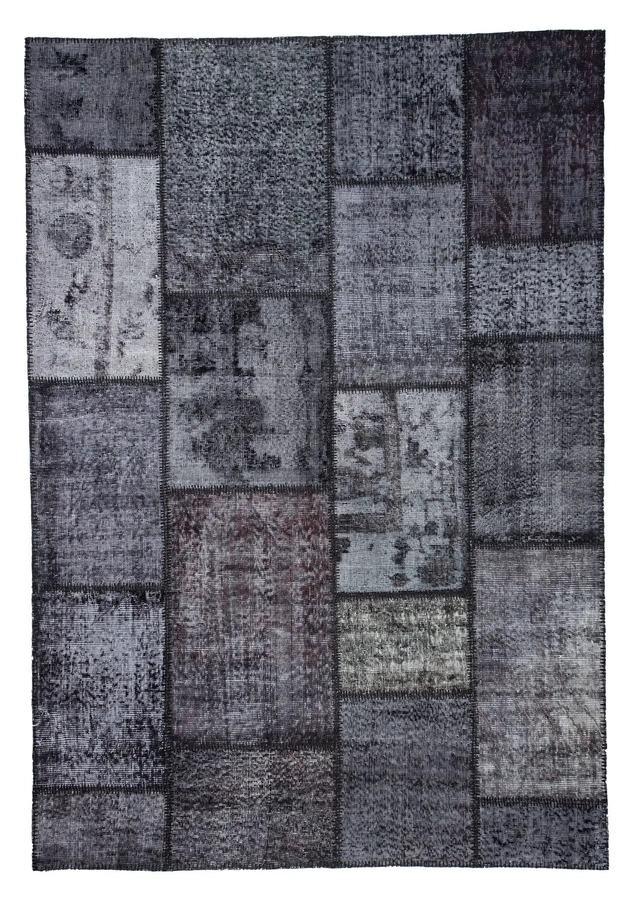 Safara - Vintage Black Patchwork Rug - kudenrugs