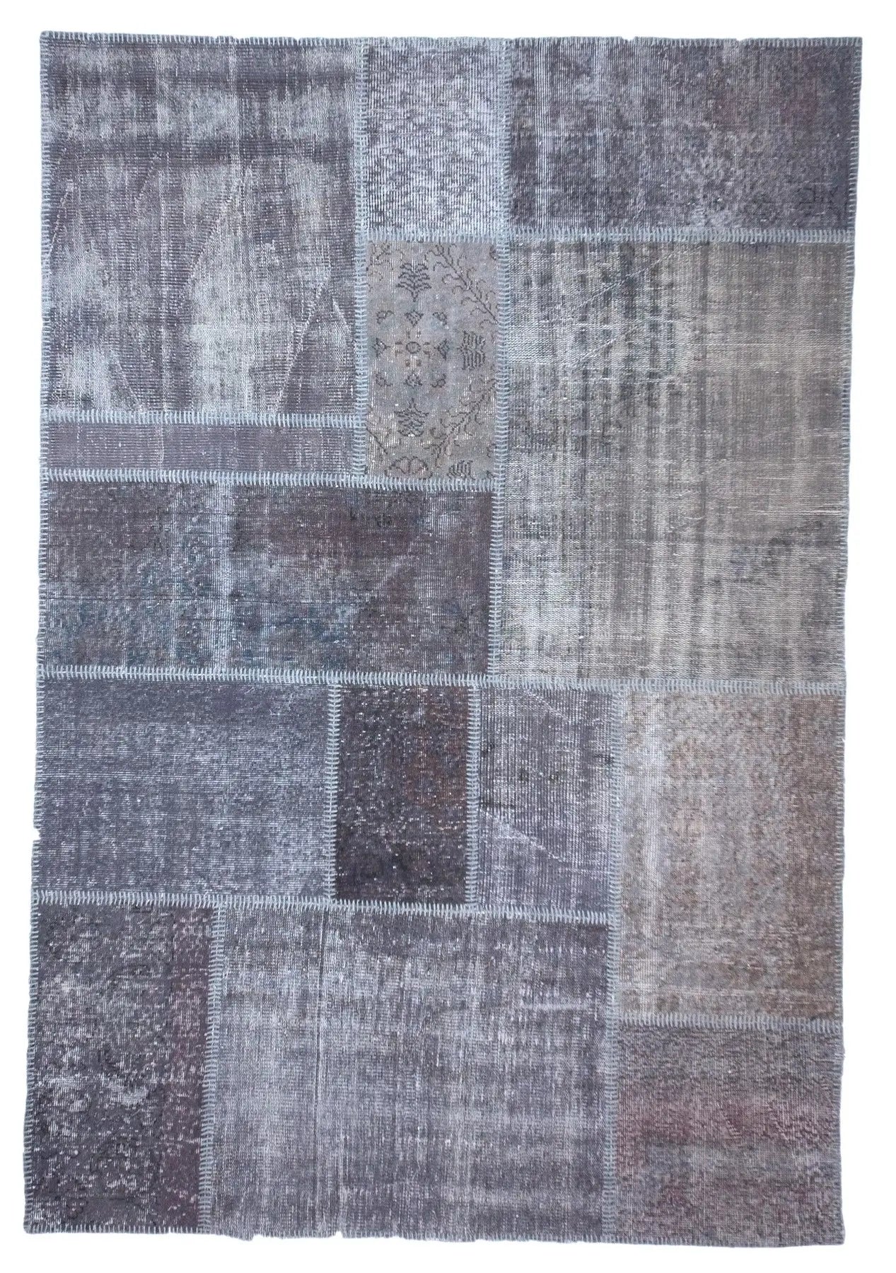 Saffron - Vintage Gray Patchwork Rug - kudenrugs