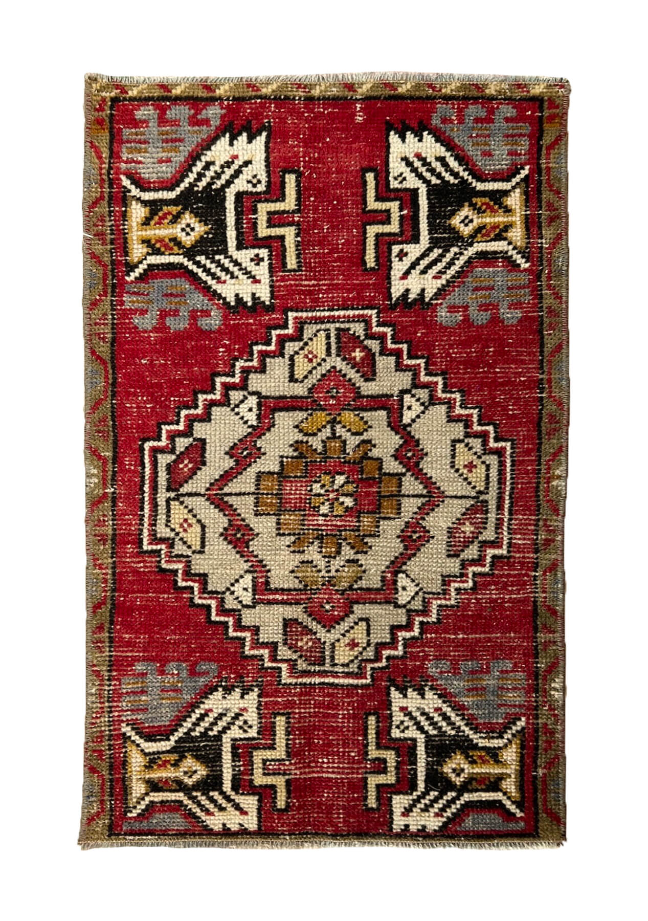 Salma - Vintage Mini Red Area Rug - kudenrugs