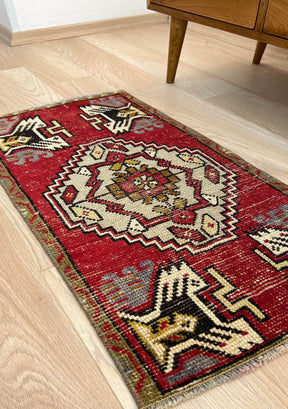 Salma - Vintage Mini Red Area Rug - kudenrugs