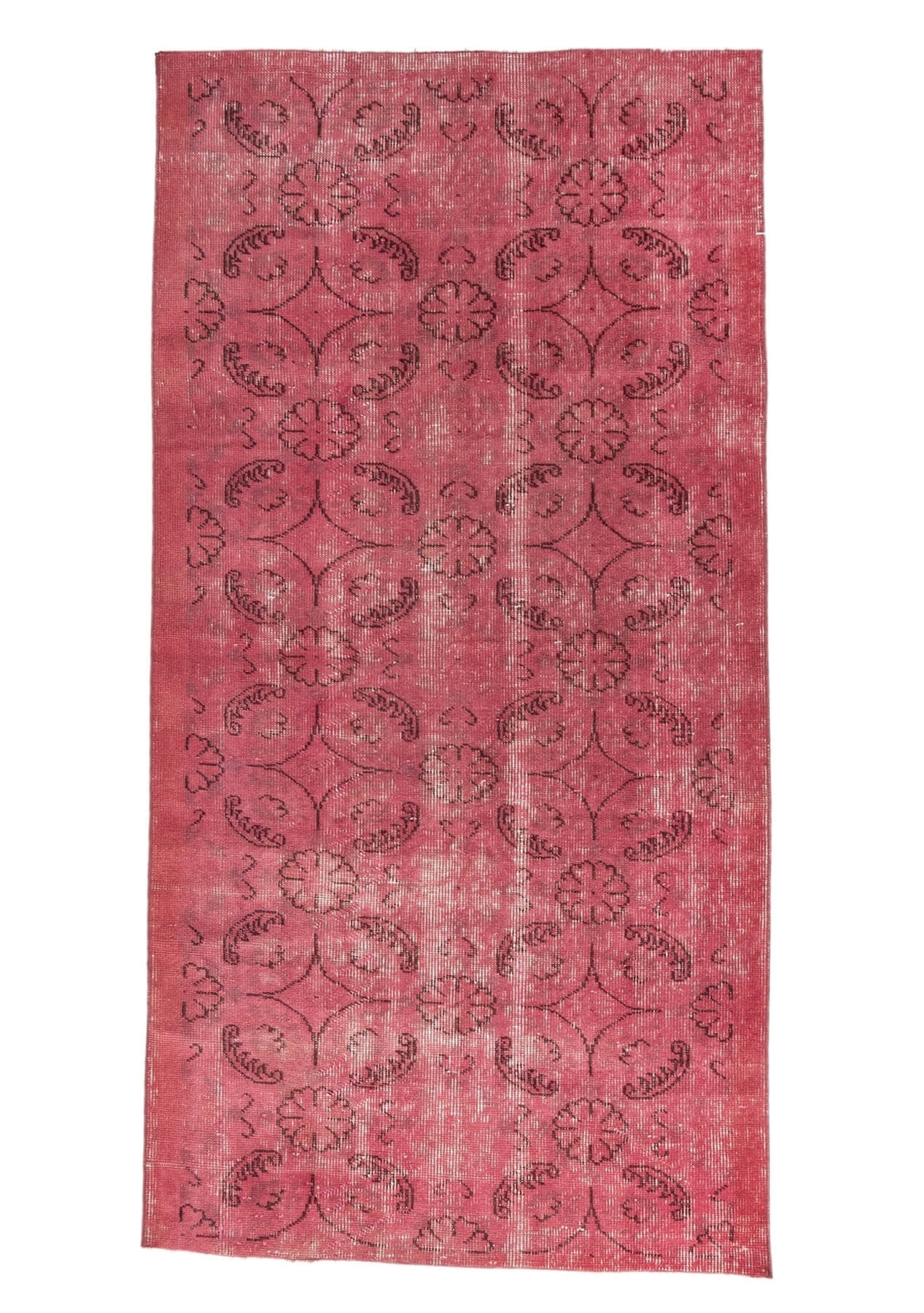 3' x 7' Vintage Turkish Overdyed Rug, Pink - Sarah | Kuden Rugs