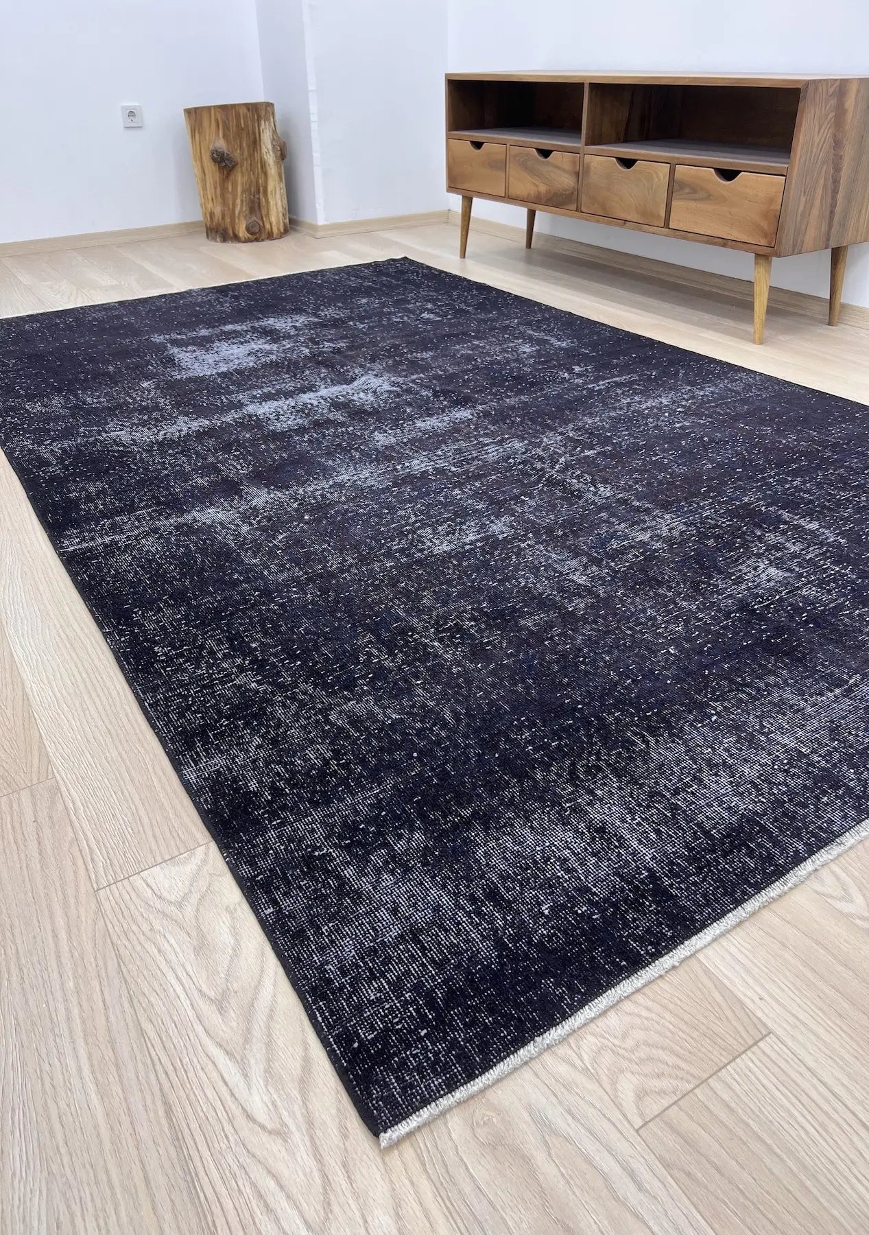 Serenity - Vintage Black Overdyed Rug - kudenrugs