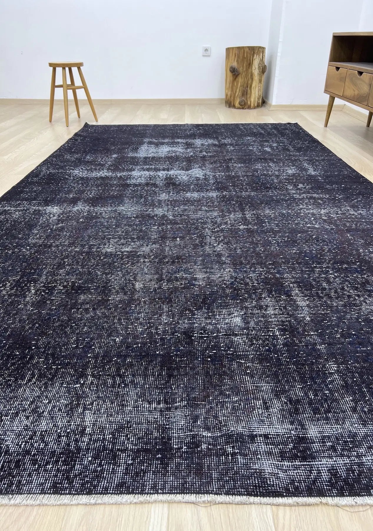 Serenity - Vintage Black Overdyed Rug - kudenrugs