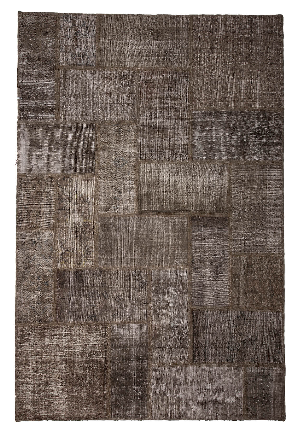 Sharon - Vintage Brown Patchwork Rug - kudenrugs