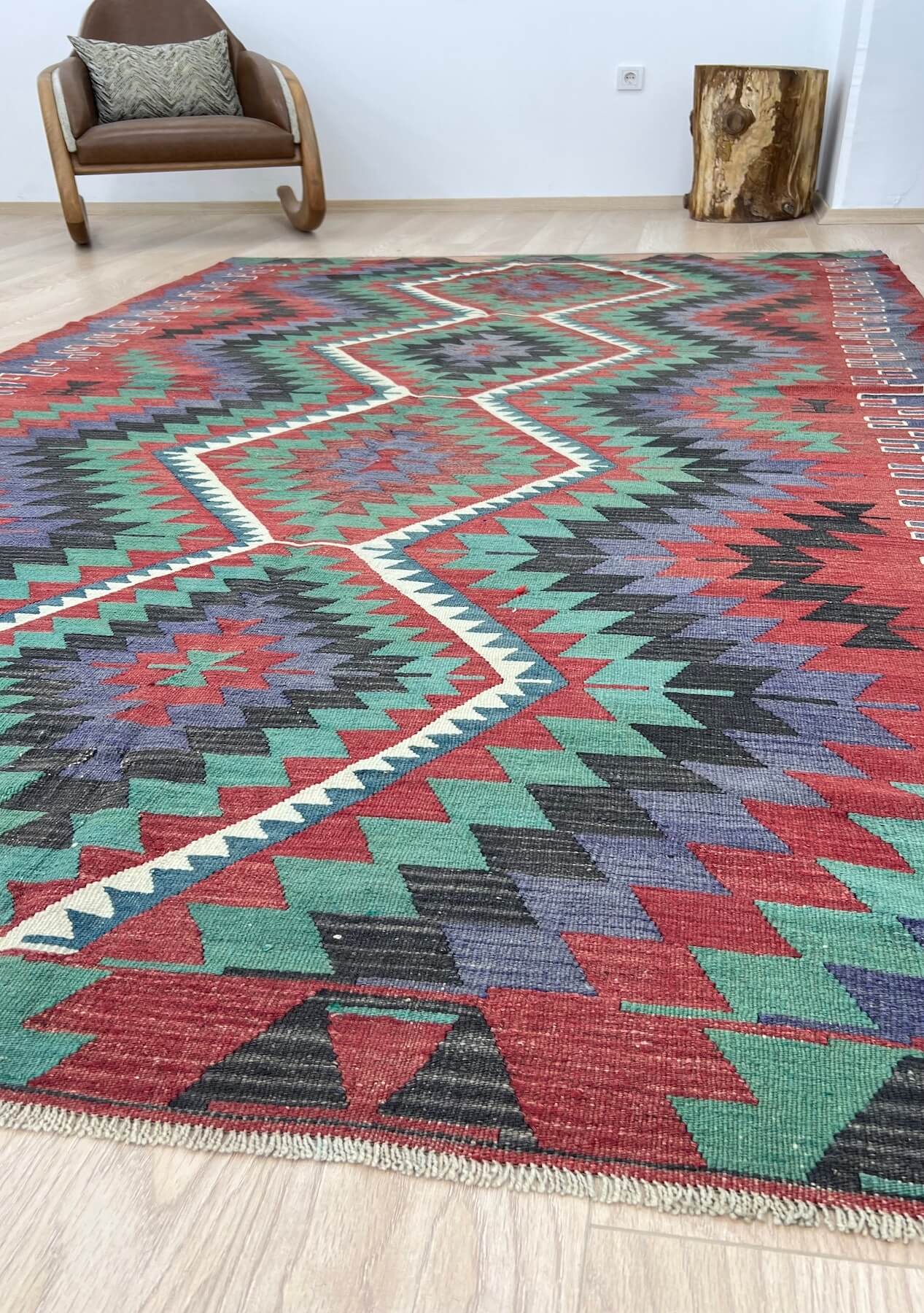 Shiloh - Red Turkish Kilim Rug - kudenrugs