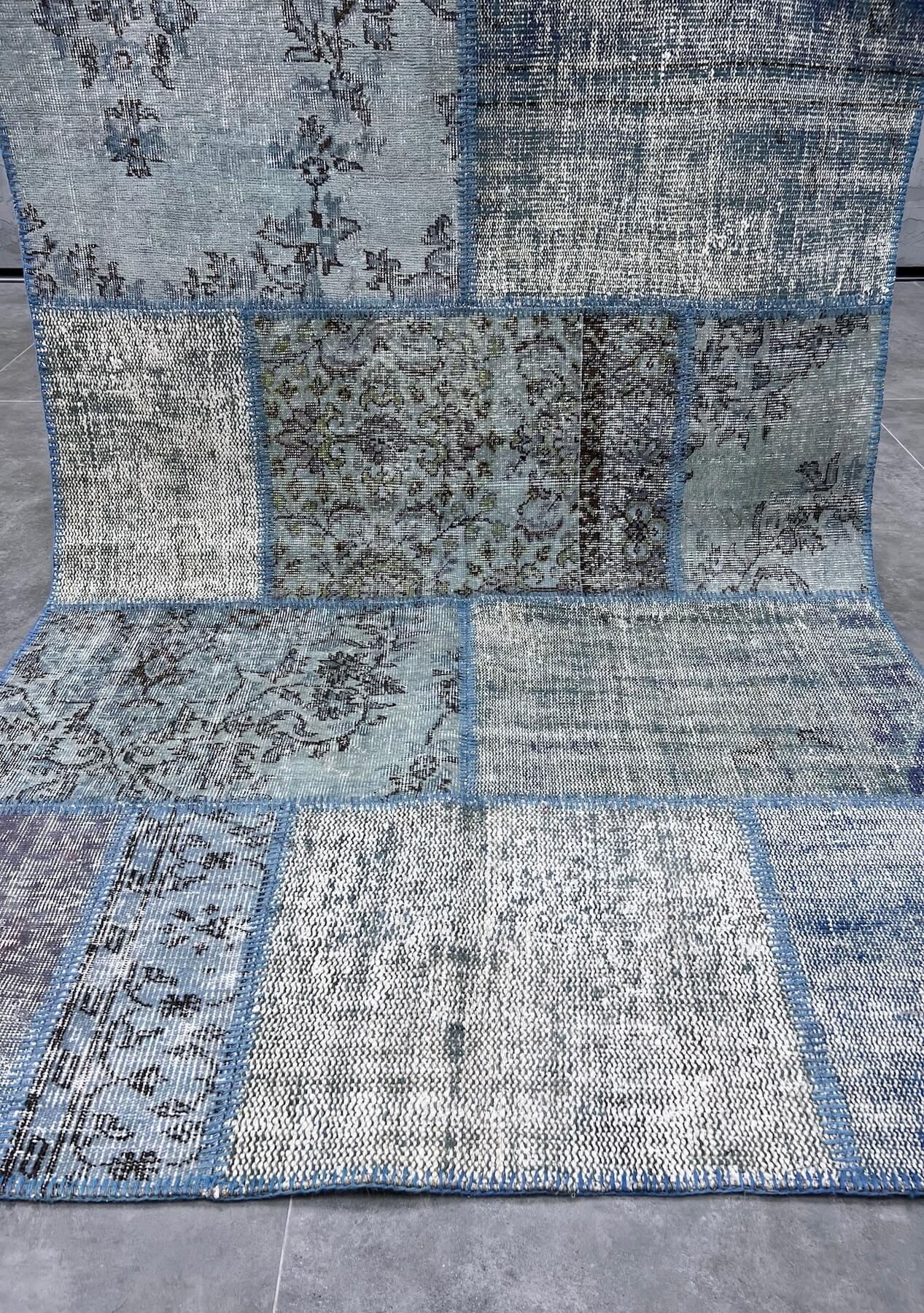 Simone - Vintage Blue Patchwork Rug - kudenrugs